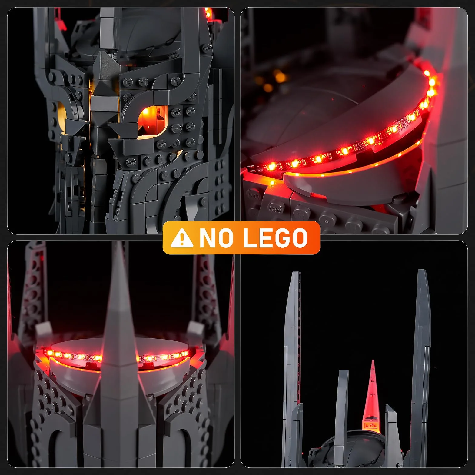 LIGHTAILING Zestaw świateł Led do Lego-11373 Ikony Władca Pierścieni: Hełm Saurona - Łatwa instalacja, ukryte okablowanie, gotowy do dekoracji domu i jako prezent (model nie jest w zestawie)