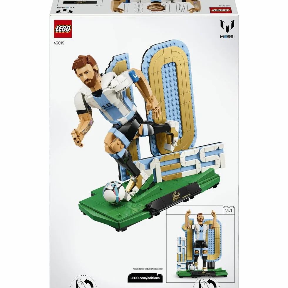 LEGO Editions Lionel Messi — piłkarska legenda, zestaw konstrukcyjny dla dzieci i nastolatków, dekoracja i sportowy prezent dla chłopców i dziewcząt od 12 lat, model dla fanów piłki nożnej 43015