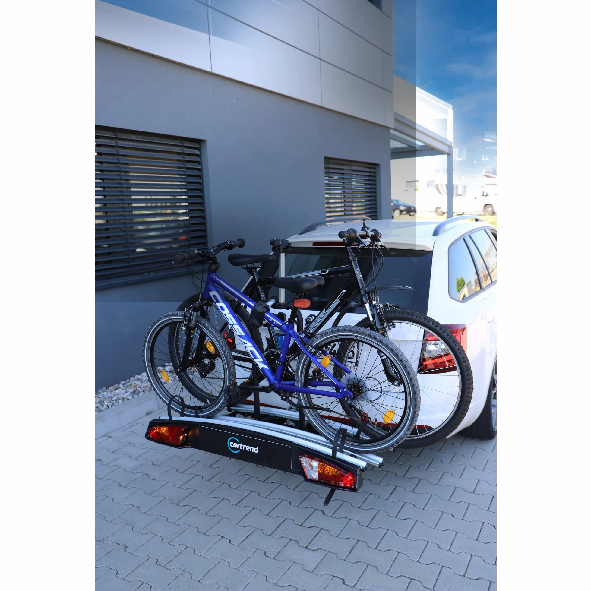 cartrend Bagażnik rowerowy aluminiowy Active, pasuje do 2 rowerów, bagażnik rowerowy, bagażnik samochodowy, czarno-srebrny