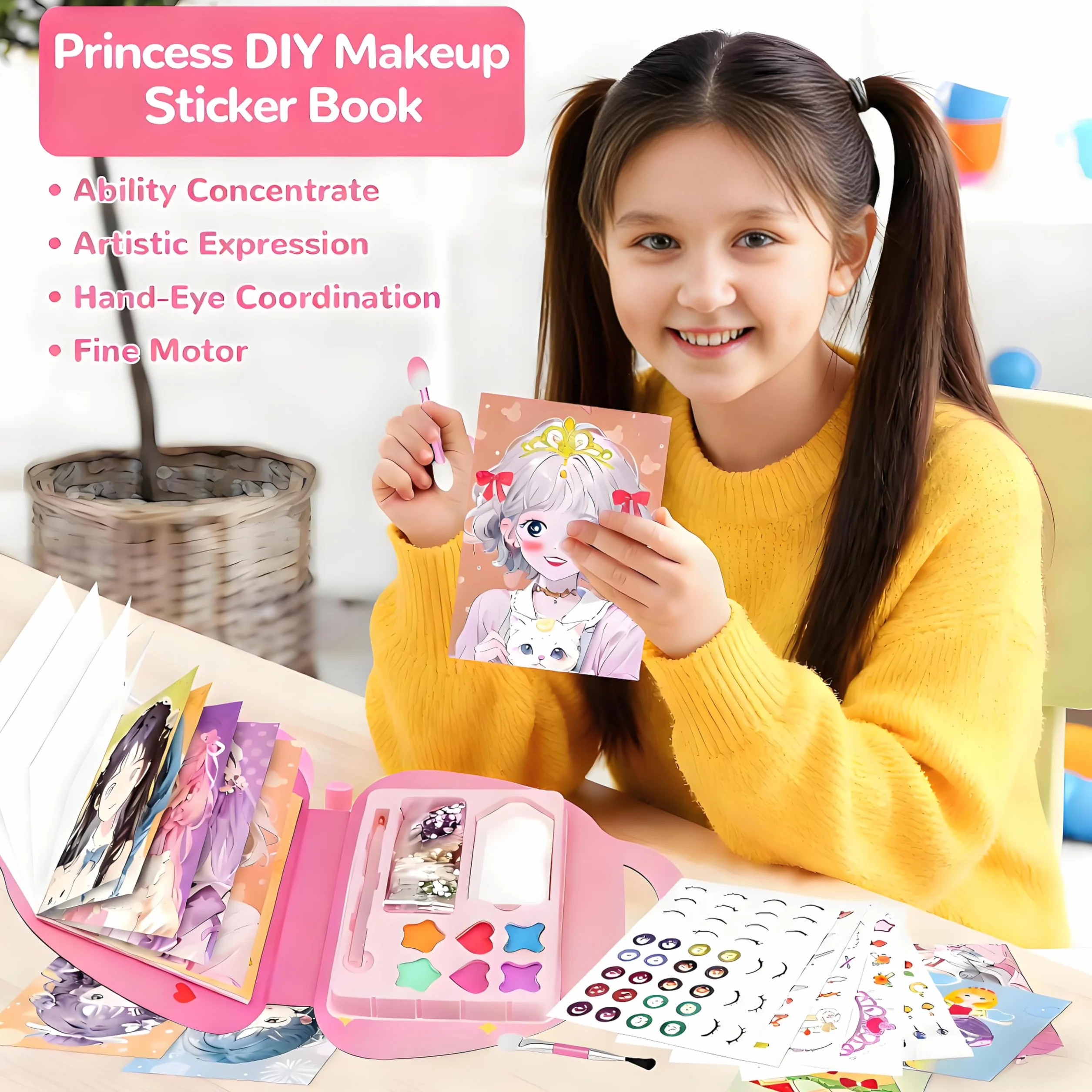 Syhdfxknp Książka do makijażu księżniczka kreatywne rękodzieło dla kolorowanka księżniczki diamentowe malowanie motyw księżniczki DIY zestaw rękodzieła dla dziewczynki 15 lat