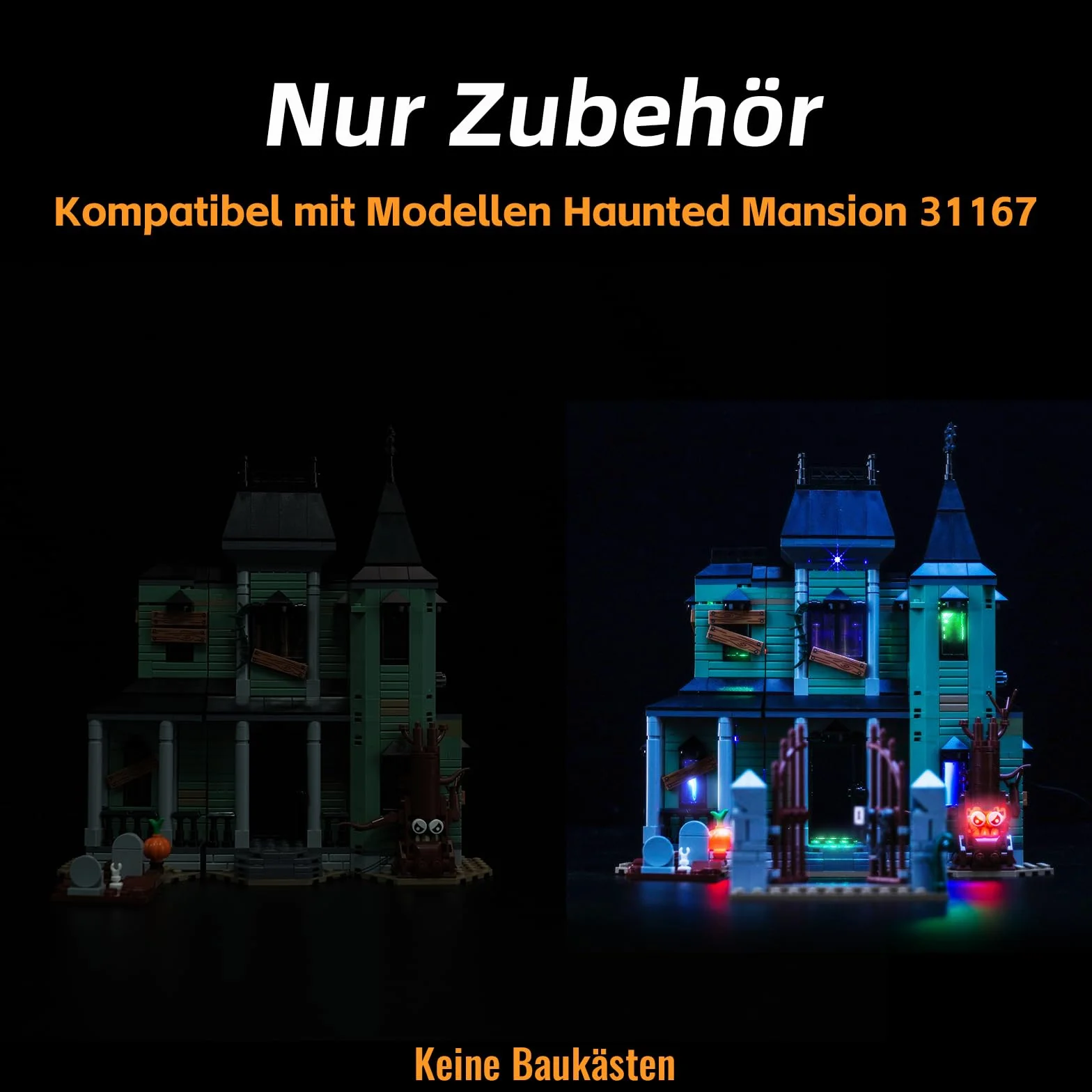 Zestaw oświetleniowy LED, kompatybilny z Lego 31167 Haunted Mansion (nie jest to model), zestaw do dekoracji kompatybilny z Lego Haunted Mansion Kreacyjne zabawki