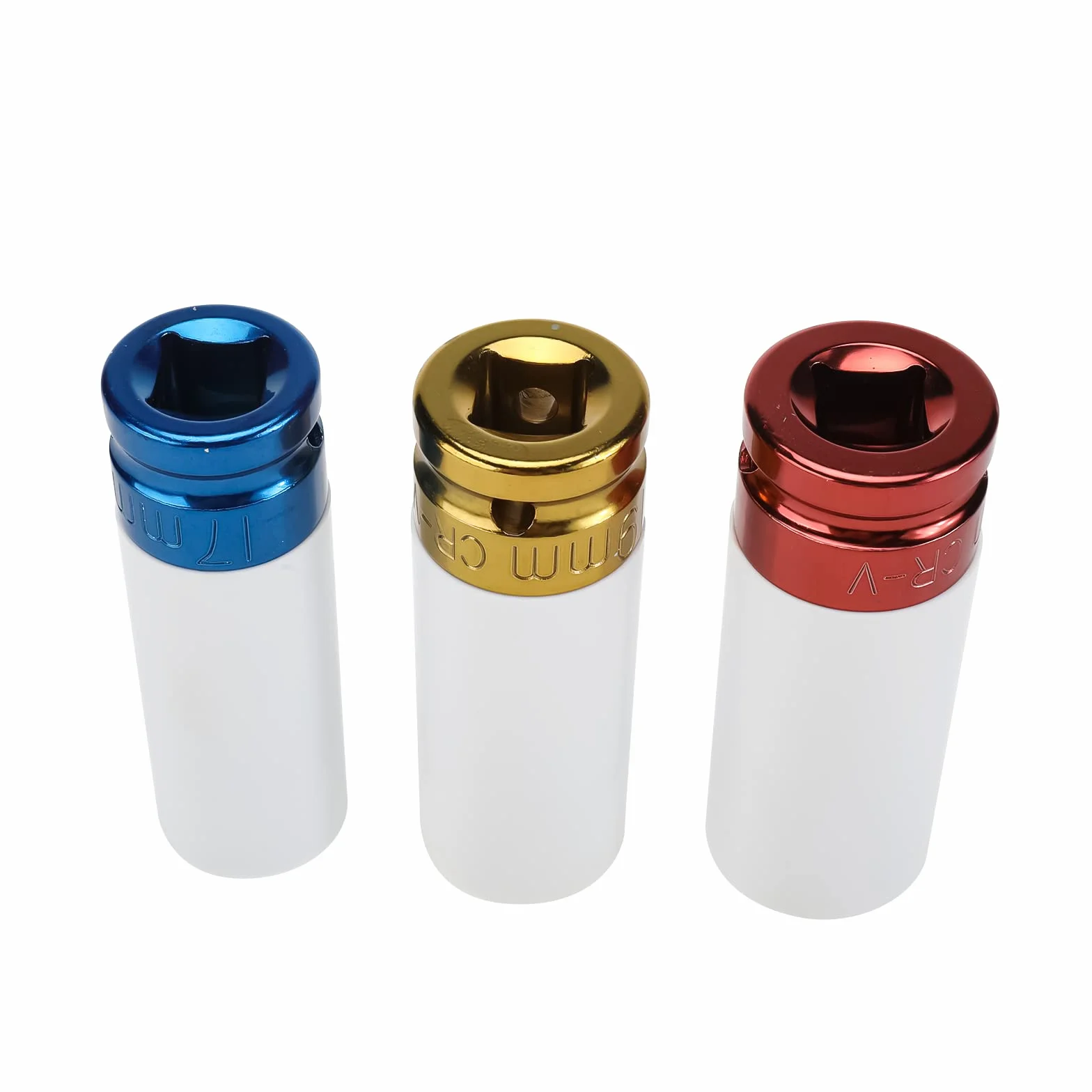 BOOMSTART 3-częściowy zestaw nasadek do nakrętek kół, 1/2" nasadki do aluminiowych kół, zestaw nasadki do nakrętek kół 17 19 21mm, ochronne i cienkie aluminiowe nasadki do kół samochodowych
