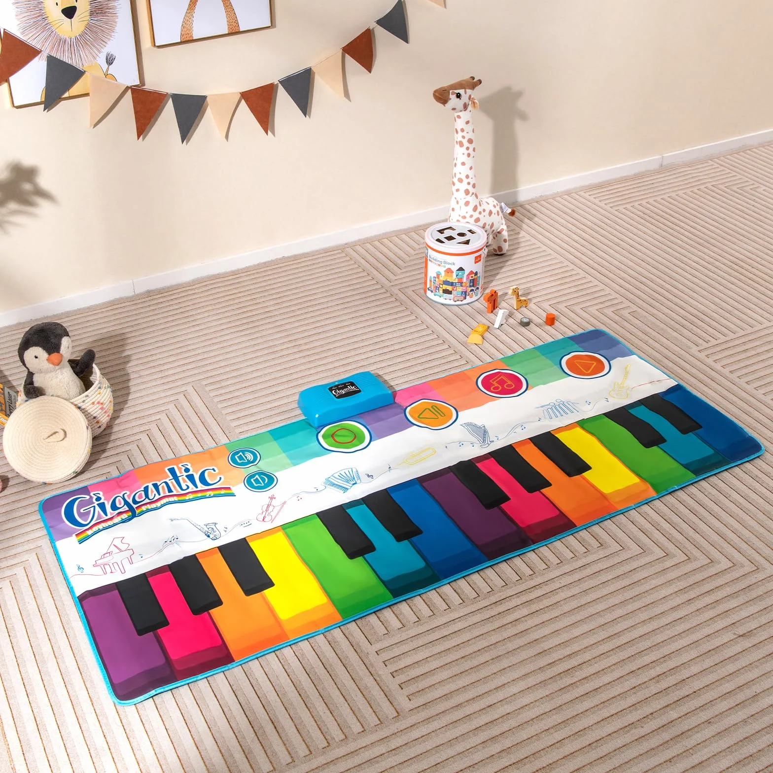 COSTWAY Mata muzyczna dla dzieci, mata fortepianowa z 8 instrumentami muzycznymi, mata do tańca z funkcją nagrywania i odtwarzania, zabawka, prezent dla małych dzieci, chłopców i dziewczynek od 1 roku