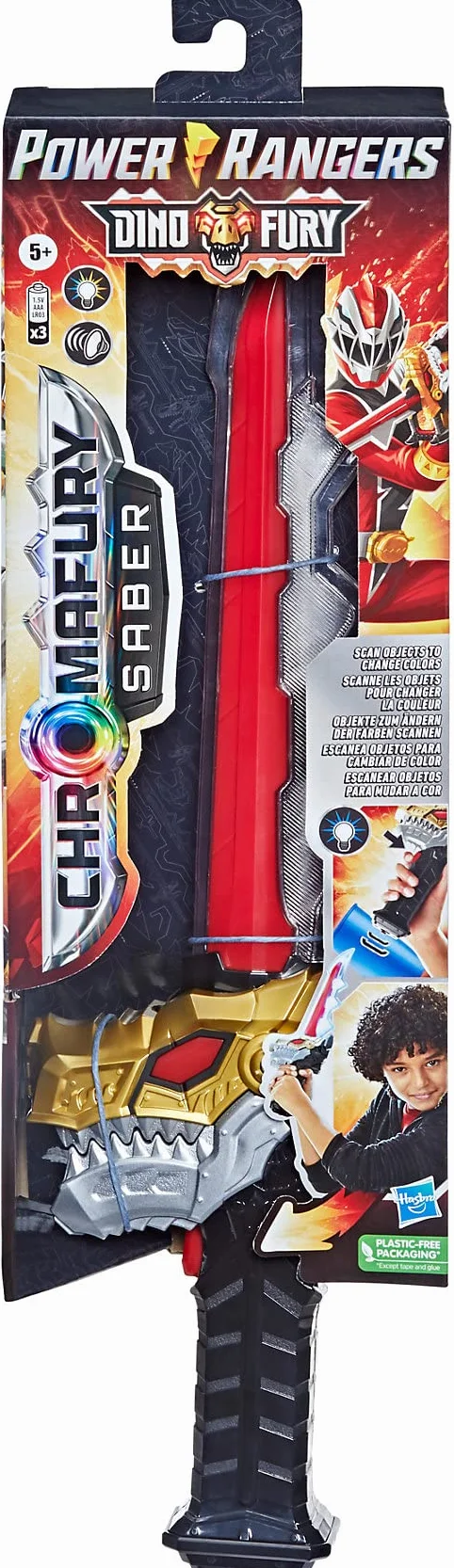 Power Rangers Dino Fury Chromafury Saber Elektroniczna zabawka do skanowania kolorów ze światłami i dźwiękami