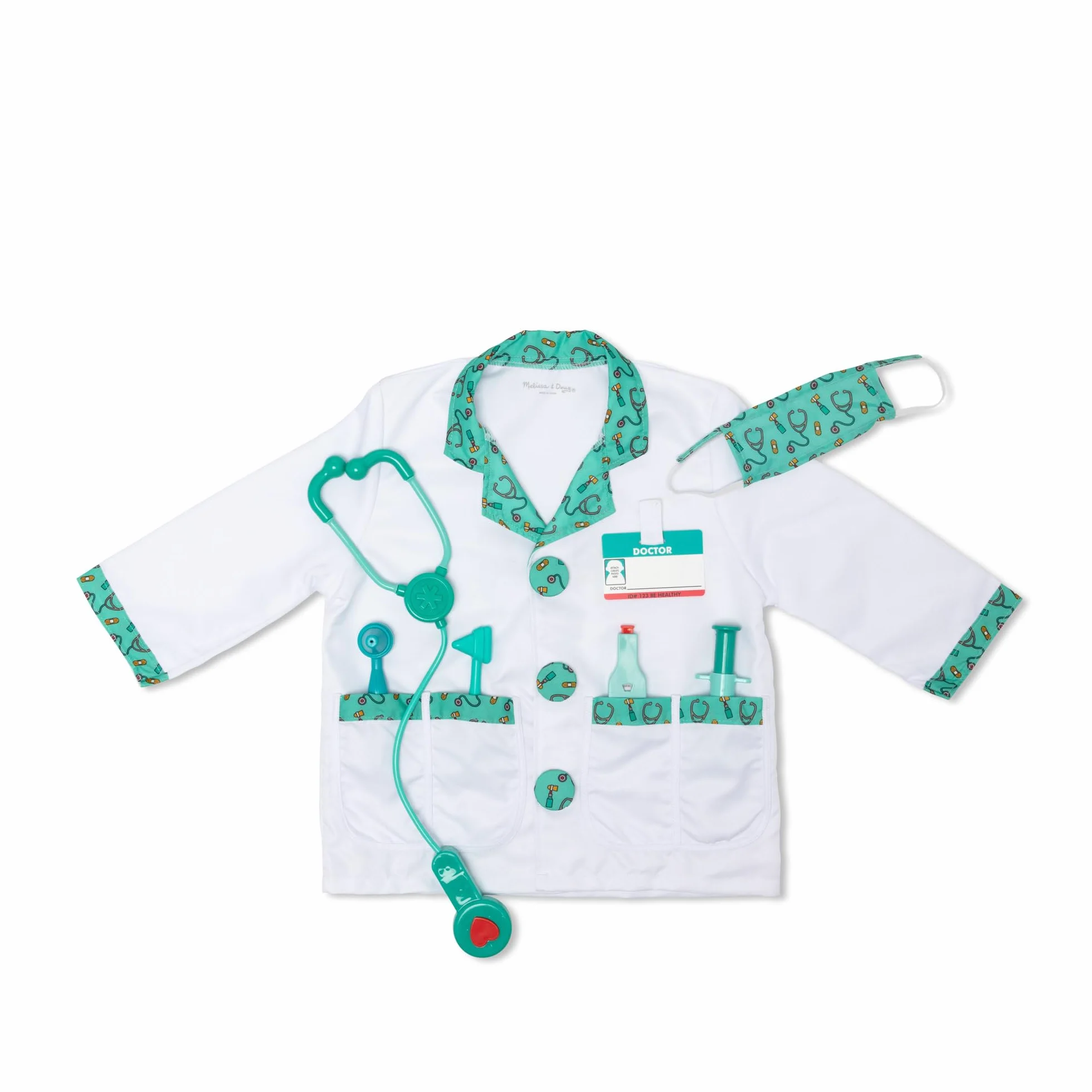 Melissa & Doug – zestaw z fartuchem lekarskim do zabawy w lekarza (zabawa z odgrywaniem roli, materiały wysokiej jakości, można prać w pralce, wys. 44,45 cm x szer. 60,96 cm x dł. 1,905 cm)