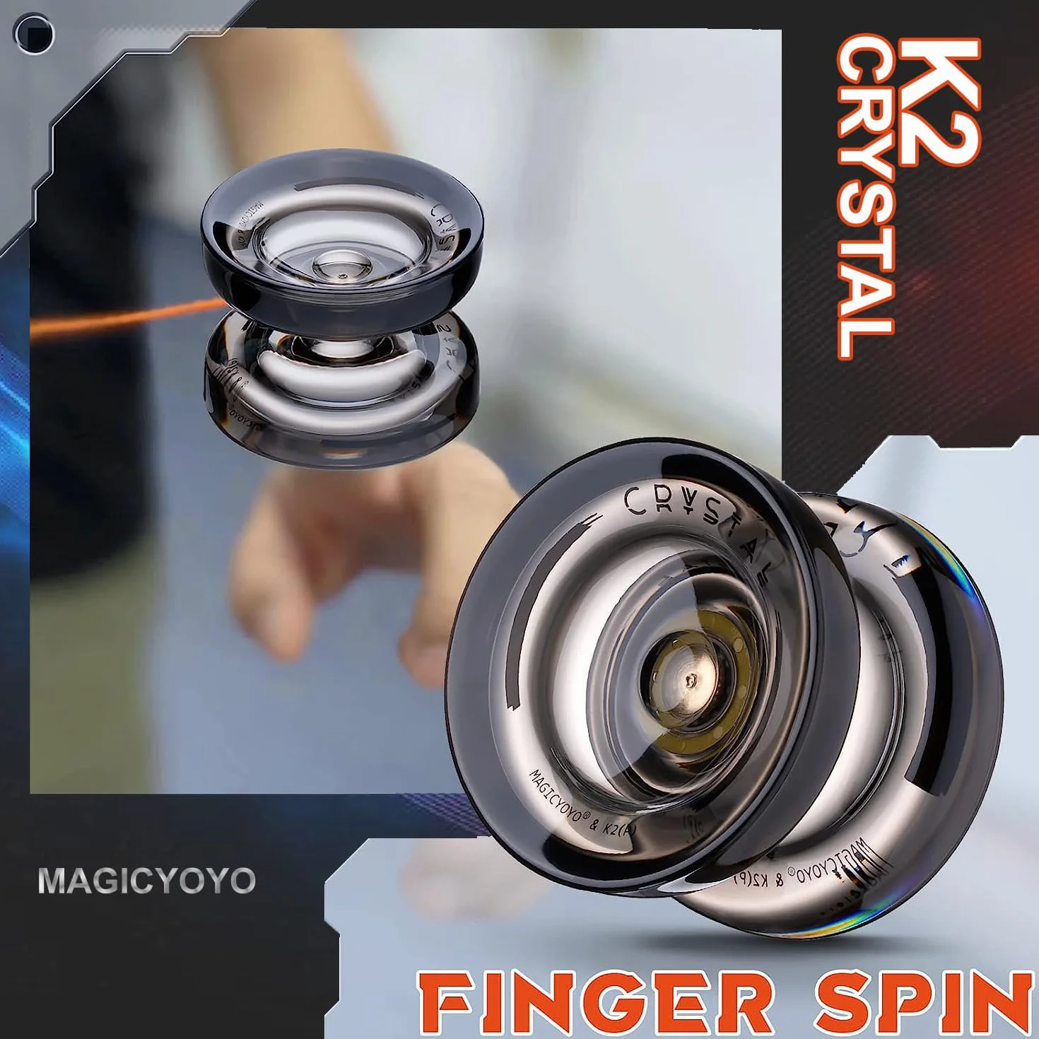 MAGICYOYO K2 Yoyo dla początkujących dzieci, responsywny Yoyos Pro z niereaktywnym zestawem łożysk, końcówki do obracania palcami, Yo Yo Ball z 12 strunami Yoyo, czarny