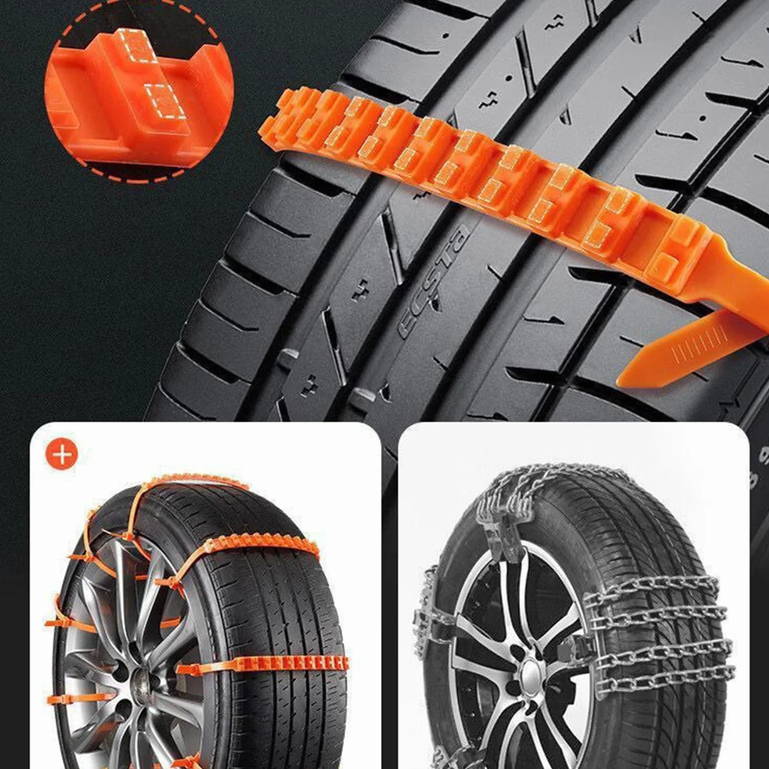 Snow Chains For Car Tires - 10 Pieces Zip Ties For Tires In Snow Anti Slip Wheel, Anti-Skid Traction Device, Sedan SUV Truck Outdoor Winter Driving, Road Safety Component Kit