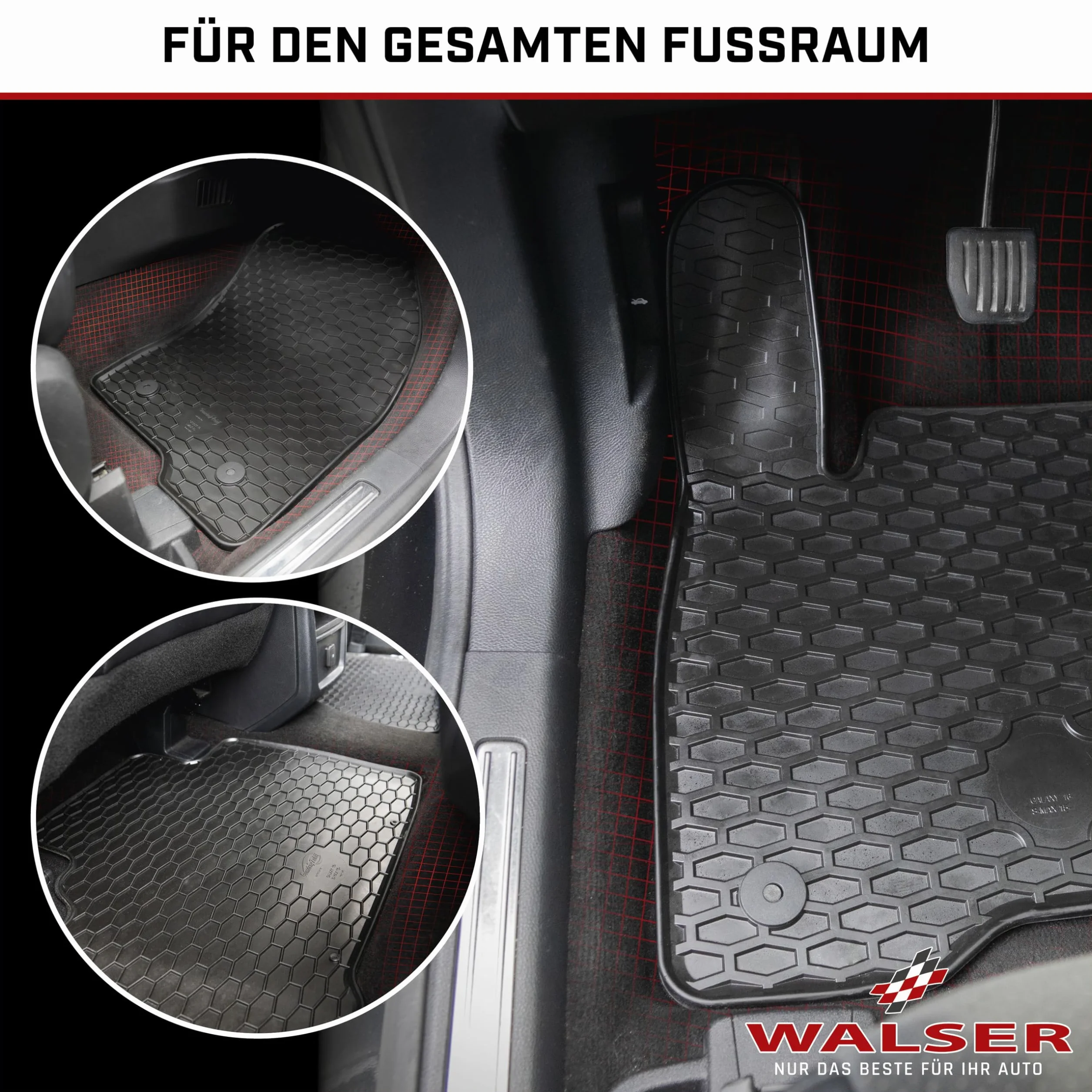 WALSER DirtGuard gumowe dywaniki samochodowe kompatybilne z Hyundai i30 (FD) 2007-2012, KIA Ceed (ED) 2006-2012, w 100% dopasowane dywaniki samochodowe, wytrzymałe uniwersalne dywaniki samochodowe