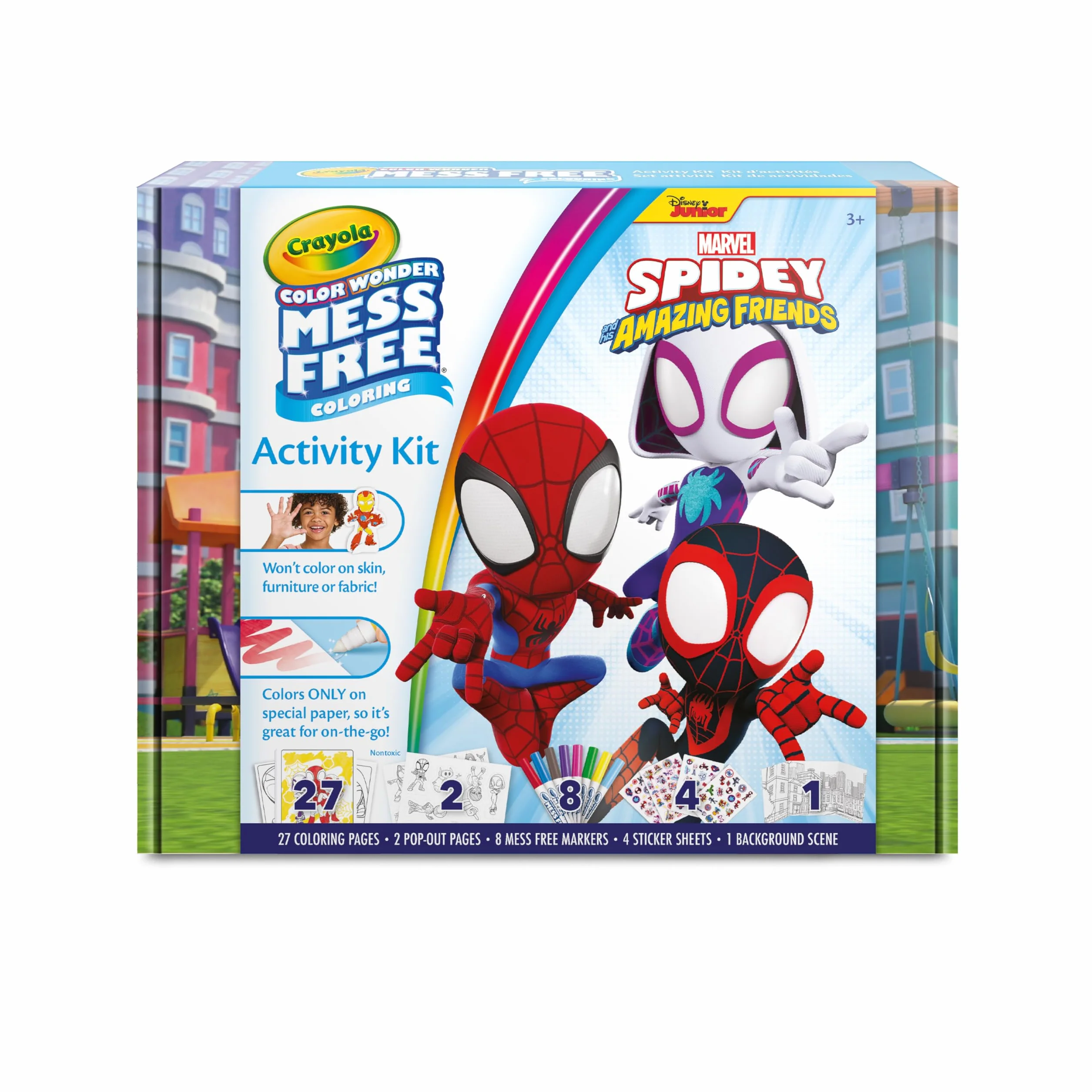 Crayola - Color Wonder zestaw kreatywny Spidey, zawierający ponad 40 elementów, strony do kolorowania, flamastry niebrudzące, naklejki, wyskakujące postacie, kreatywne zajęcia dla dzieci w wieku 3 lat