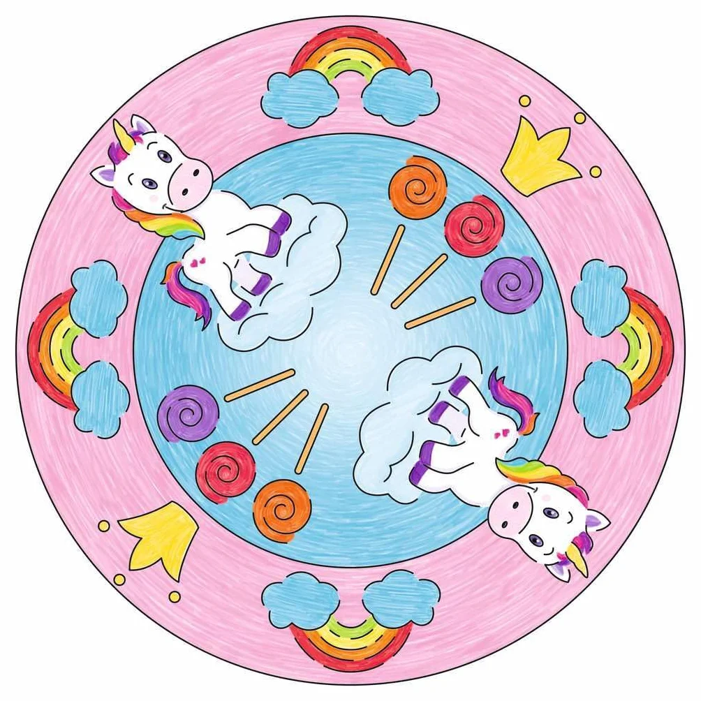 Ravensburger Mandala Designer Unicorn 29703, Zeichnen lernen für Kinder ab 6 Jahren, Zeichen-Set mit Mandala-Schablonen für farbenfrohe Mandalas