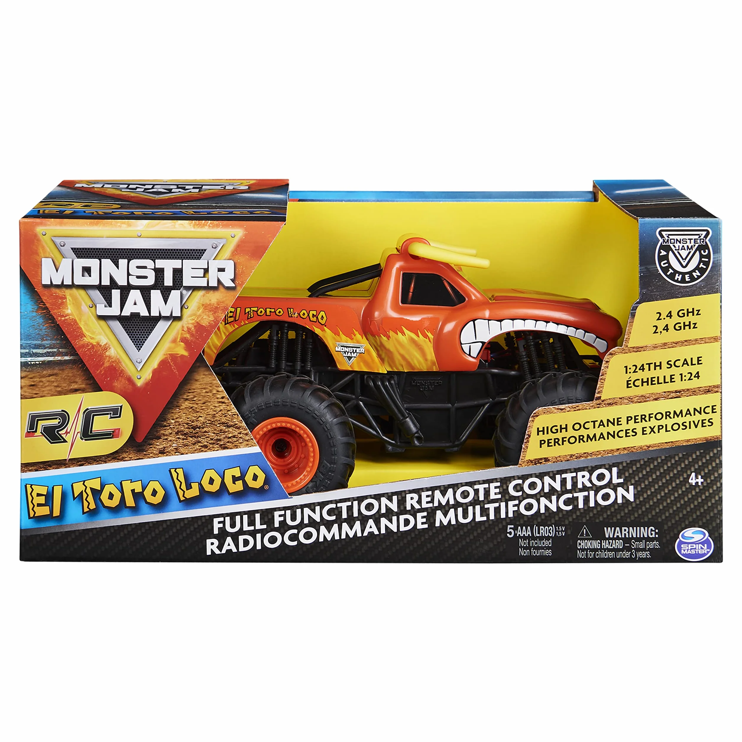 Monster Jam, Oficjalny pilot zdalnego sterowania El Toro Loco Monster Truck, skala 1:24, 2,4 GHz, dla dzieci w wieku od 4 lat
