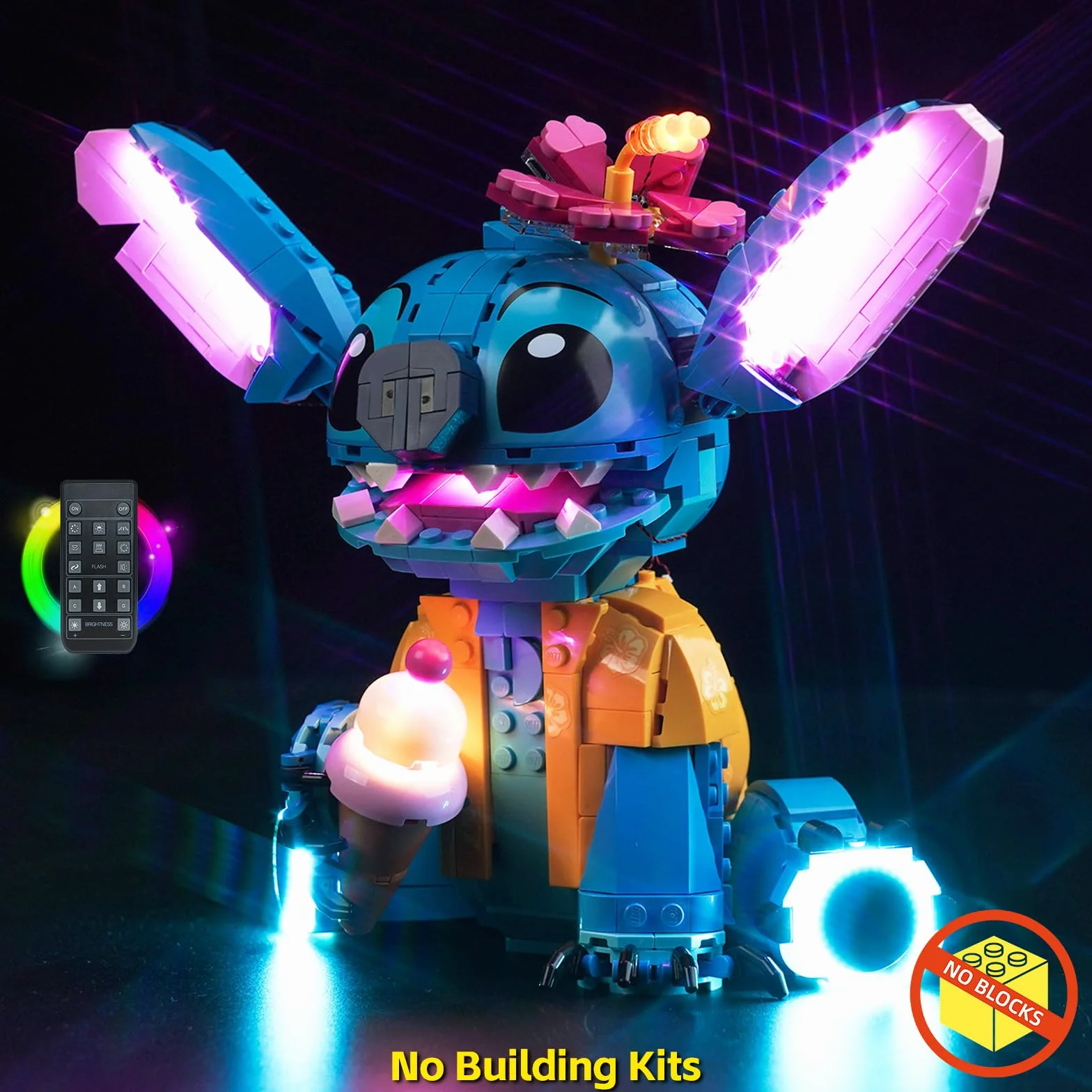 Zestaw oświetleniowy z pilotem zdalnego sterowania do Lego Stitch (bez modelu), zestaw oświetleniowy LED do zestawu Lego 43249 Stitch, kreatywna zabawka