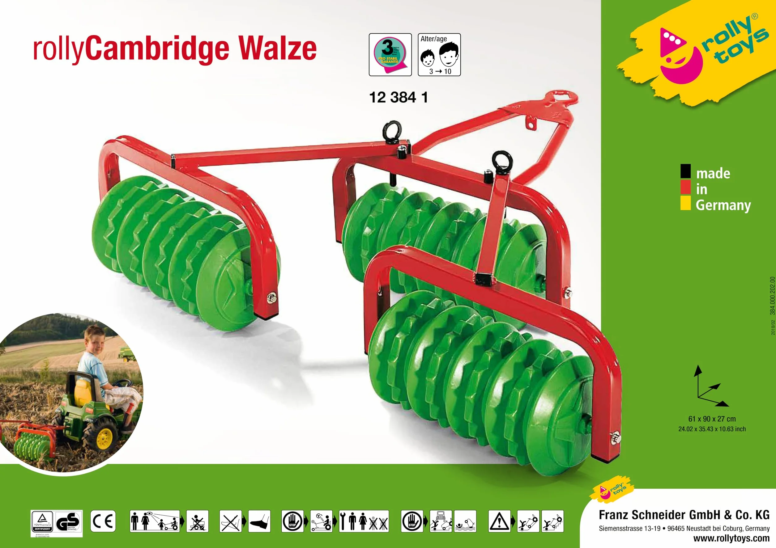 rolly toys | rollyCambridge |potrójny wałek Cambridge do ciągnika pedałowego | 123841