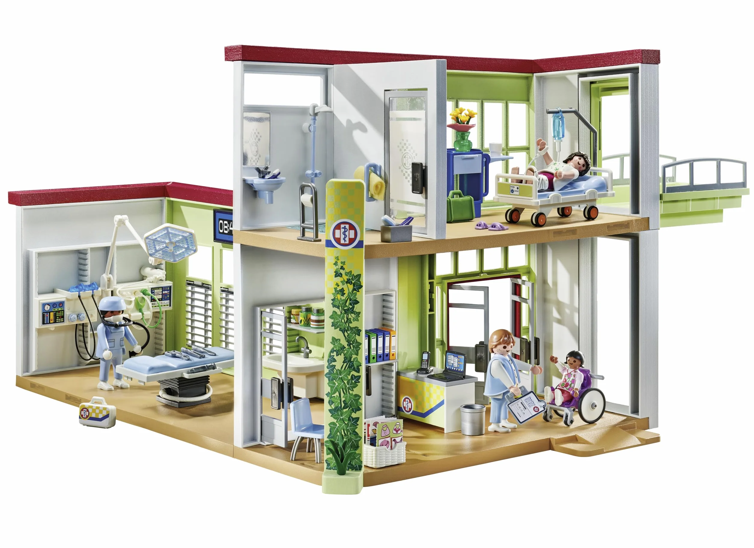 PLAYMOBIL Action Heroes 71615 Nowoczesny szpital, wyprodukowane średnio w w ponad 80% z materiałów pochodzących z recyklingu i materiałów ekologicznych, zestaw dla dzieci od 4 roku życia