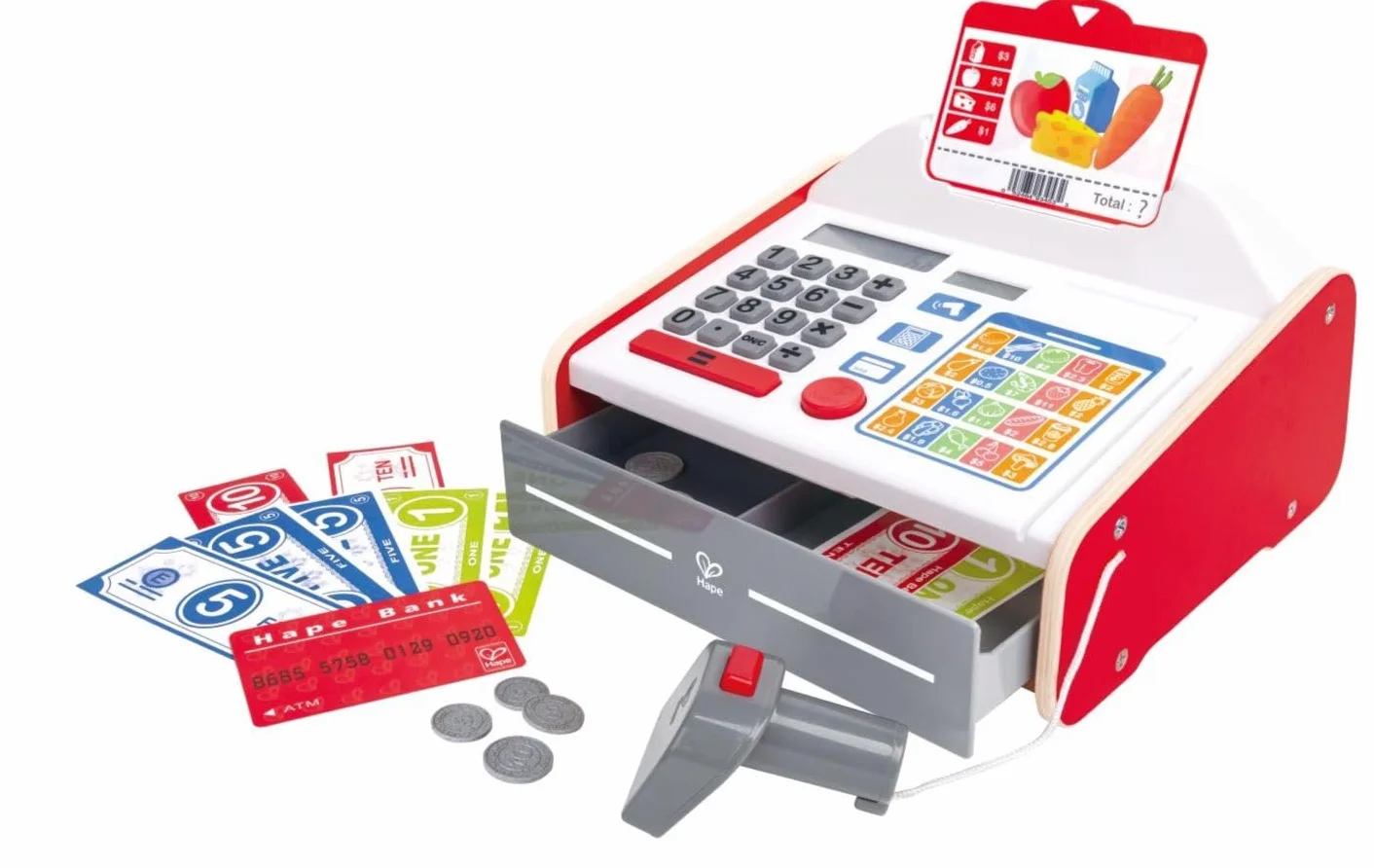 Hape E3184 kasa fiskalna, akcesoria do sklepu handlowego, kasa, wielokolorowa, S