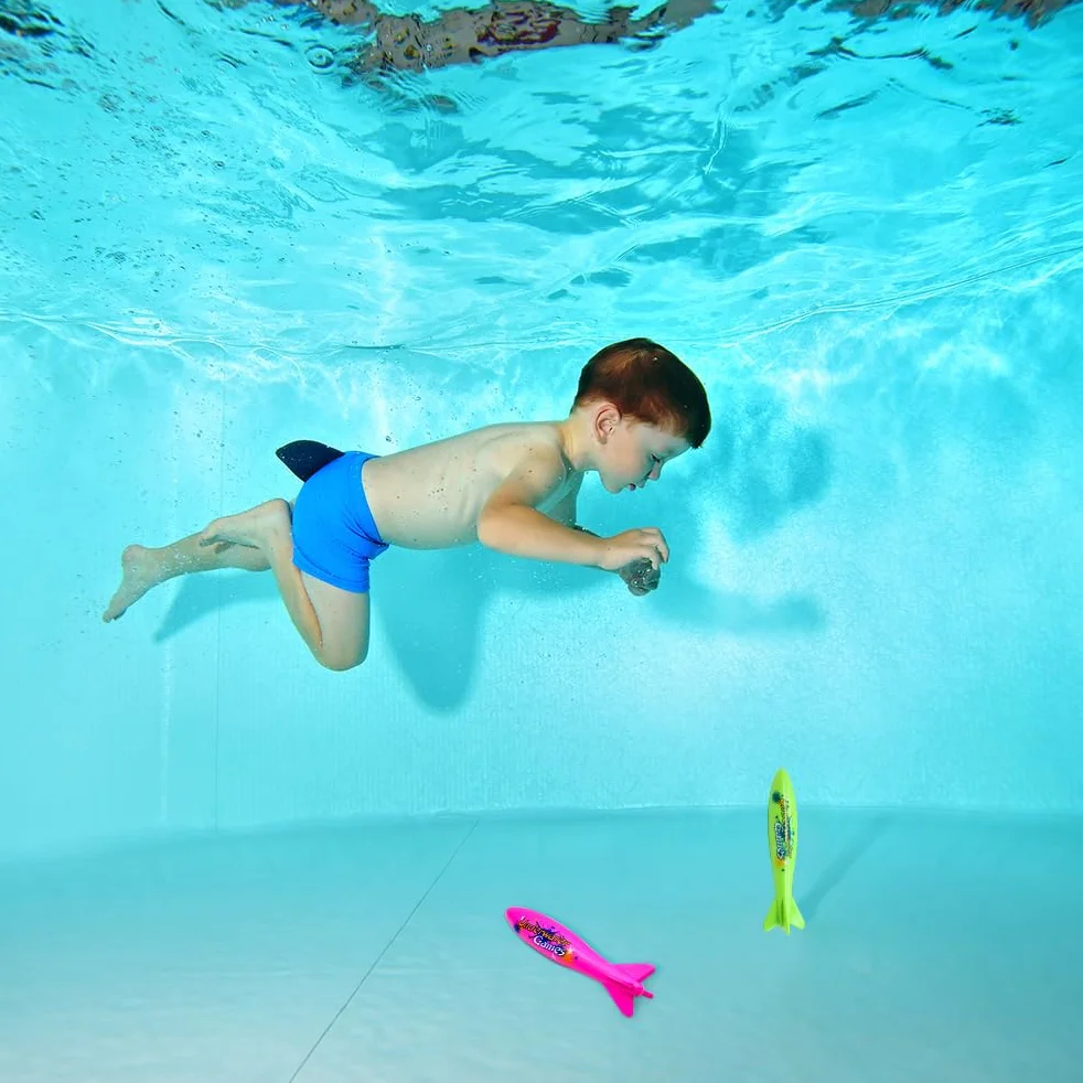TOPWAYS Torpedo Rocket Spins & Glides Up to 30 Feet Like Underwater Football for Under Water Passing Games podwodne torpedy do nurkowania, torpedy do nurkowania, torpedy
