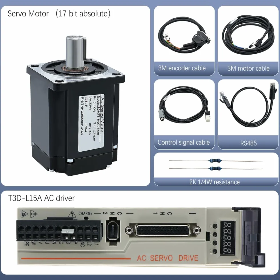 Serwomotor 400W 600W 750W z kołnierzem 60 80 17-bitowy Absolutny AC 220V Wysokiej dokładności serwosterowanie magnetyczne 3000-6000RPM (750W)