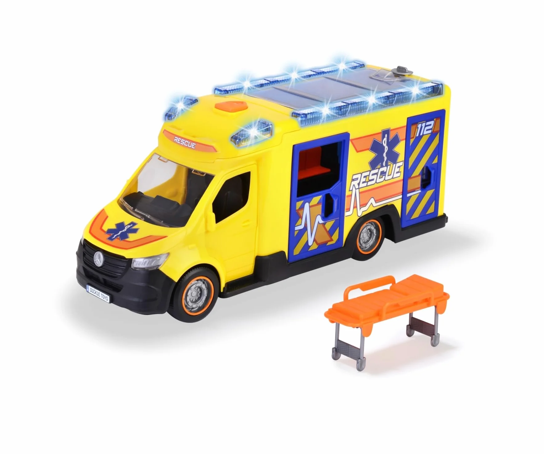Dickie Toys 203716025 Karetka Ratunkowa Mercedes-Benz Sprinter, Duży Samochód Zabawkowy z Syreną