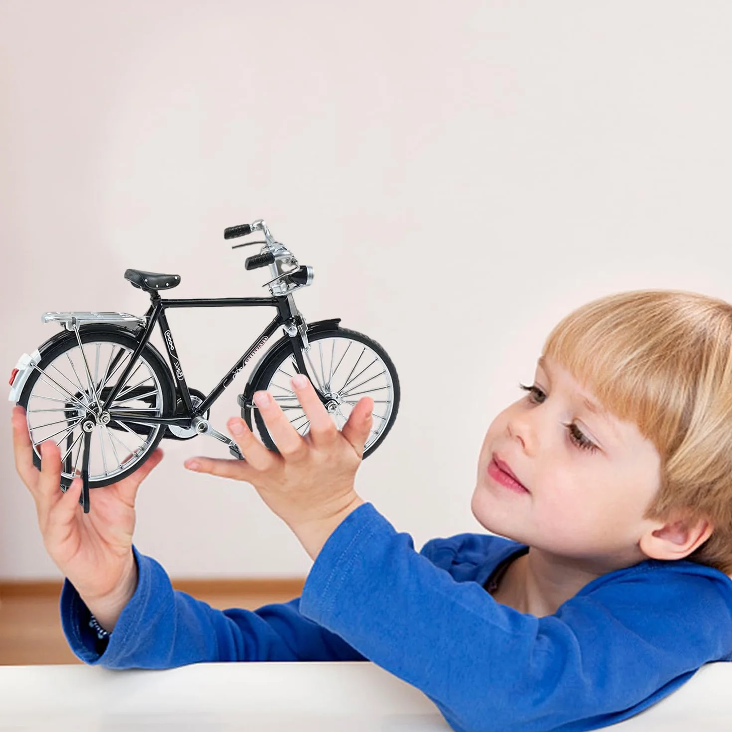 MEMOFYND 1-częściowy zestaw modeli rowerów retro DIY, klasyczna replika roweru z palcami, z pompką, koszem i teczką, odpowiedni dla dorosłych i dzieci