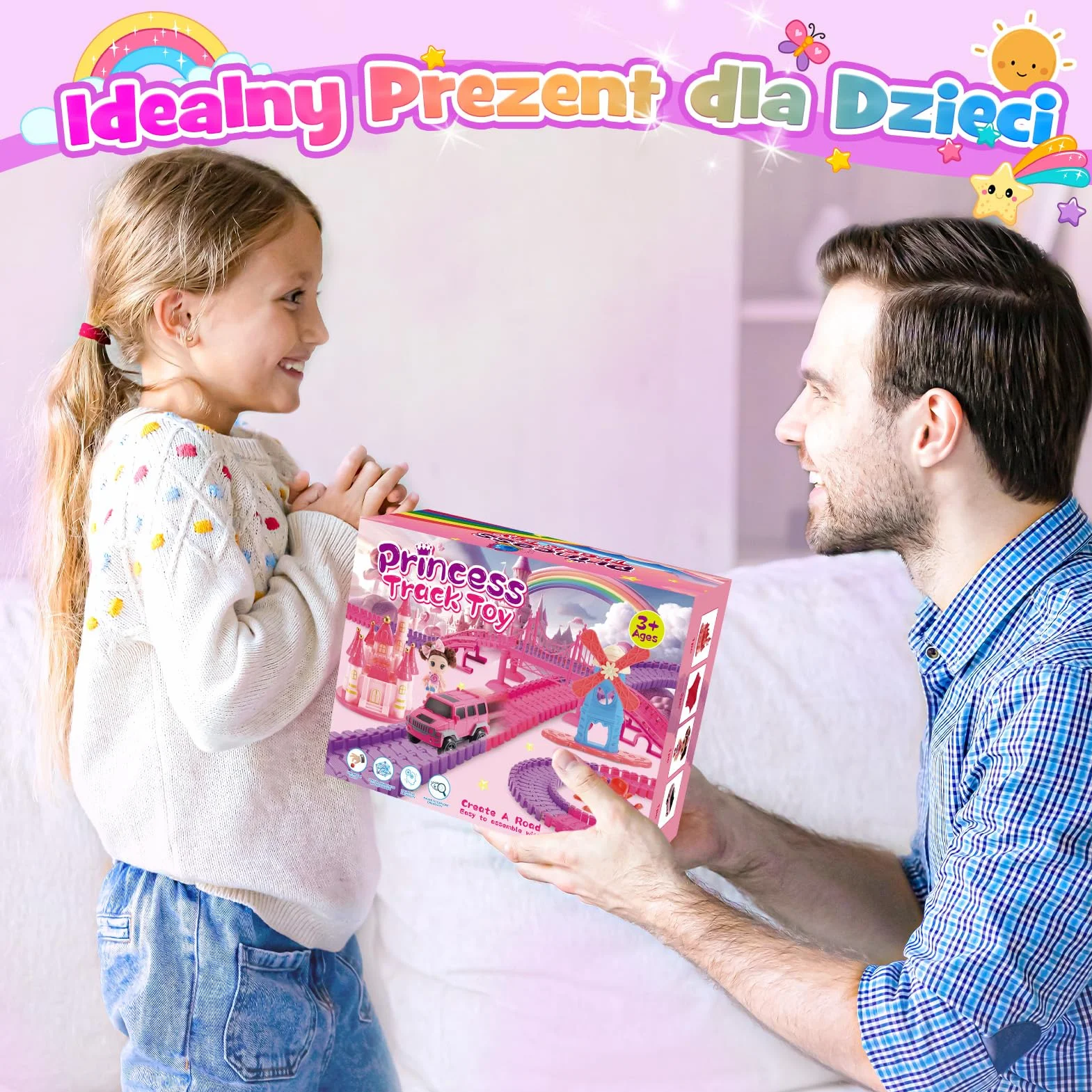 iKidiki Zabawki Od 3 4 5 6 7 8 Lat Dziewczynki, Tor Wyścigowy Od 3-8 Lat Prezent Dla Dziewczynek 3-8 Lat Zabawki Dla Dzieci Dziewczynki Tor Wyścigowy Księżniczki Prezent Urodzinowy Dziewczynek