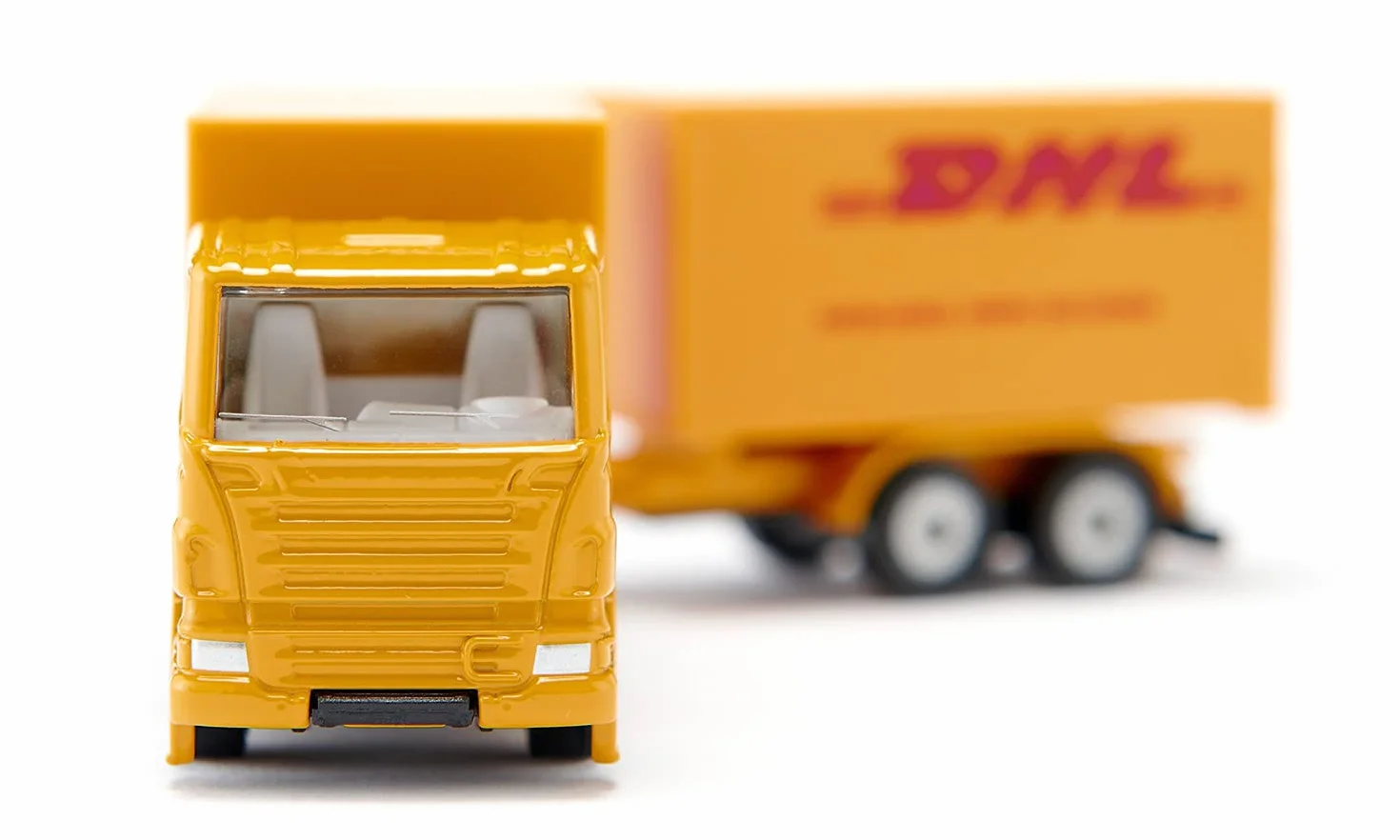Siku 1694, Ciężarówka z przyczepą DHL, Metal/Tworzywo sztuczne, Żółta, Otwierana tylna klapa, Odczepiana przyczepa