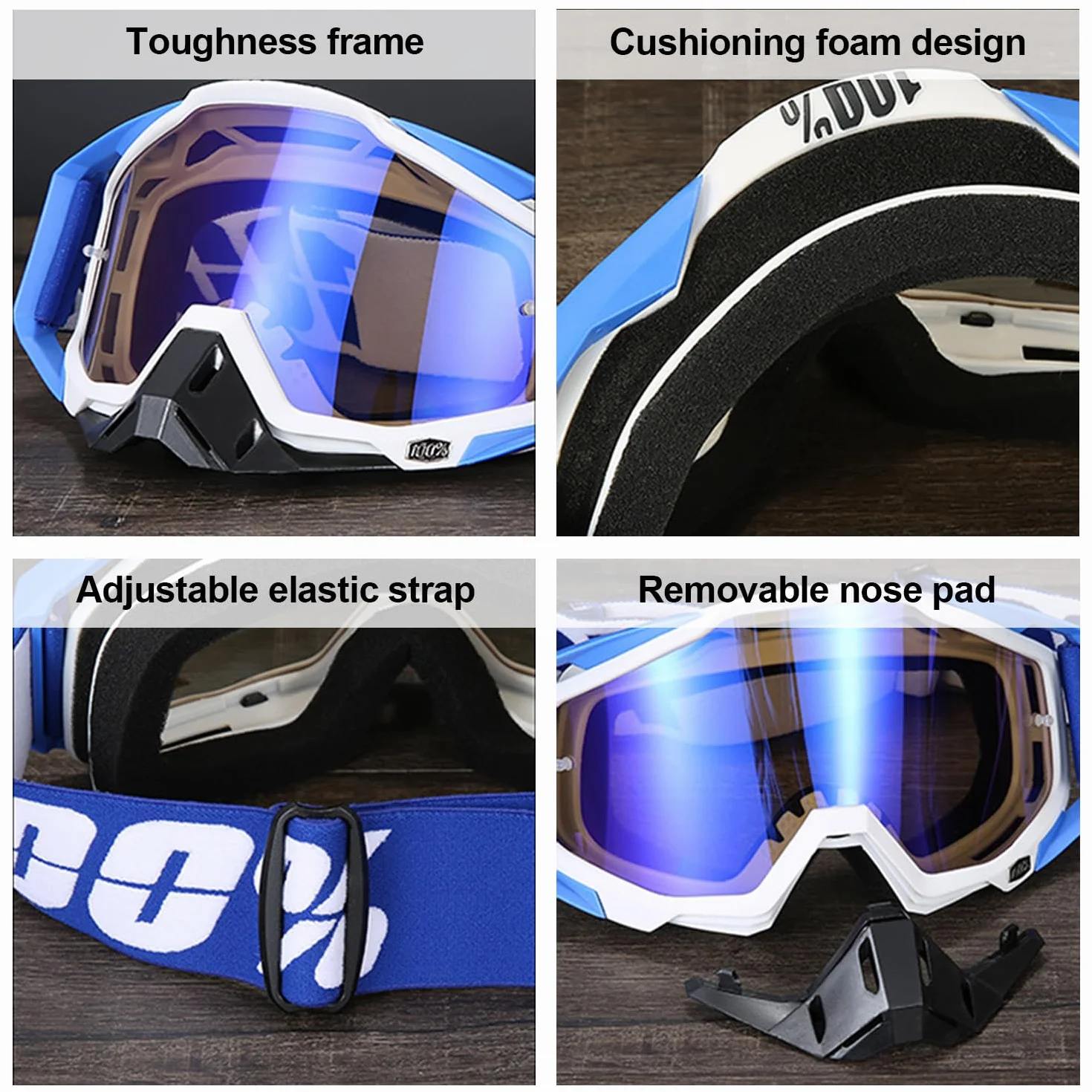 Pyłoszczelne gogle motocyklowe, maska MTB, przezroczysta maska motocrossowa, nadaje się do motocykli, samochodów wyścigowych, wyścigów terenowych, motocykli, rowerów górskich, narciarskich lub