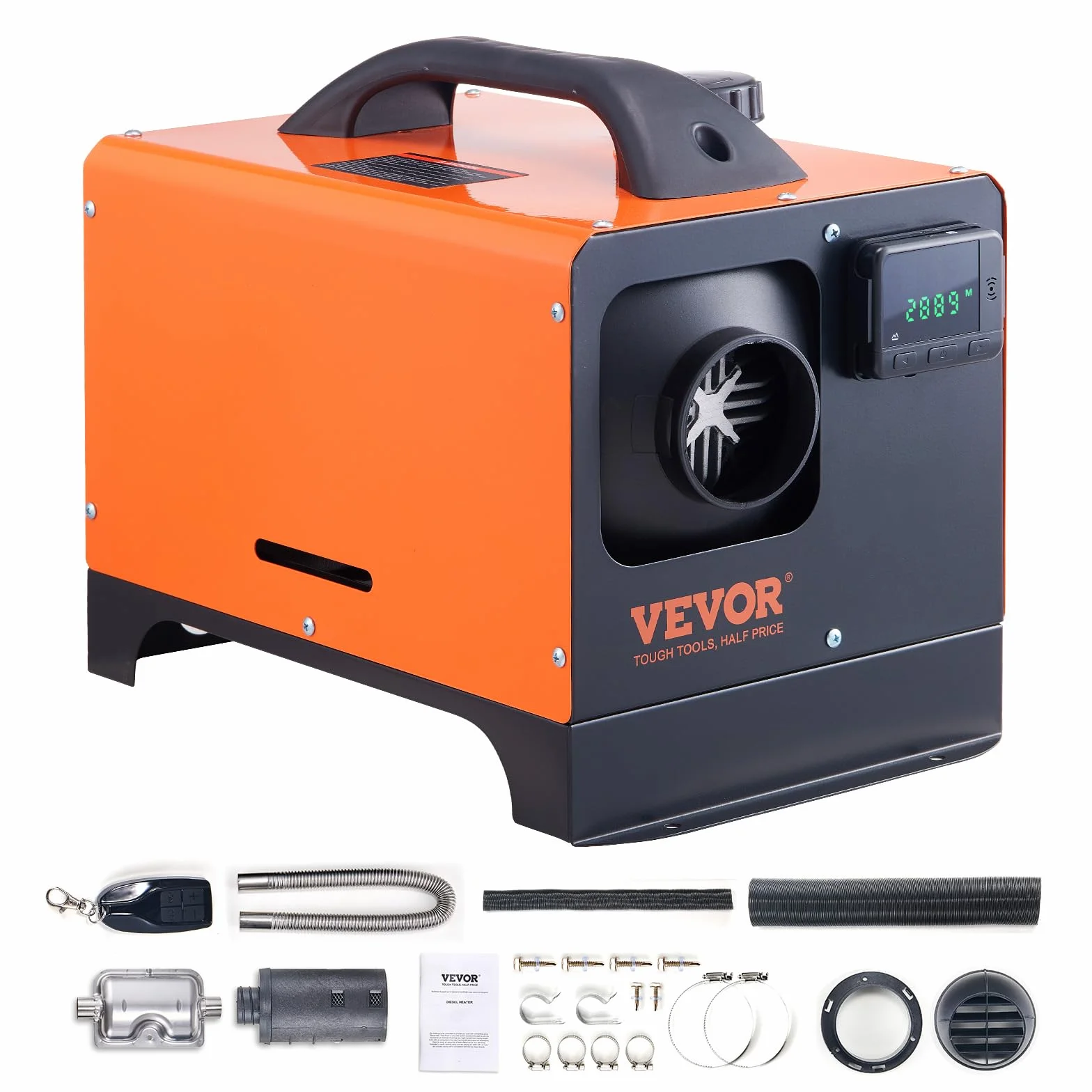 VEVOR Podgrzewacz powietrza Diesel All-in-One do samochodów ciężarowych RV 12V 5KW regulowana temperatura 8℃-36℃ Pilot zdalnego sterowania, podgrzewacz parkingowy Zużycie paliwa 0,16-0,52 l/h BTU