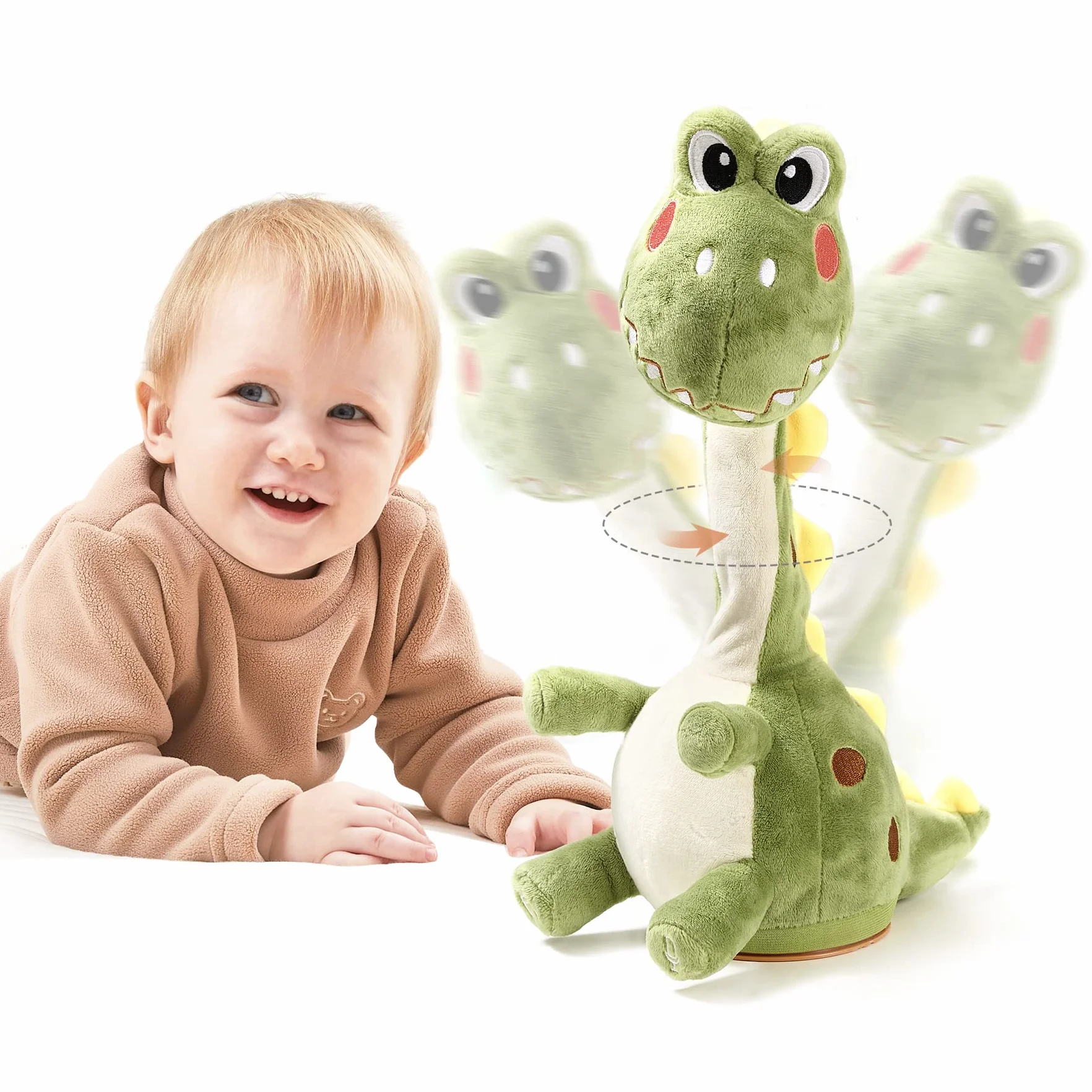 Dinozaury Pluszowy Interaktywny Zabawki dla niemowląt, Podobne do Tańczący Kaktus z mówieniem Nagrywanie Powtarzanie Mówienie,Śpiew Taniec Dinozaury Zabawka Prezenty dla dzieci