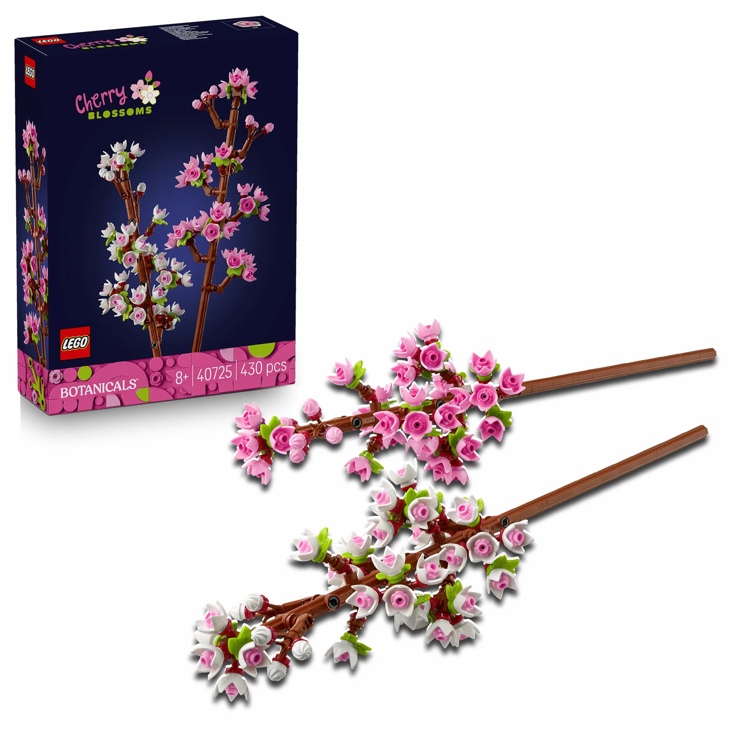 LEGO Botanicals Kwiaty wiśni, Sztuczne Kwiaty do Zbudowania z Klocków, Pomysł na Prezent dla Przyjaciółki, dla Nastolatek, dla Dziewczynek i Chłopców od 8 Lat, Ciekawe Dekoracje na Biurko, 40725