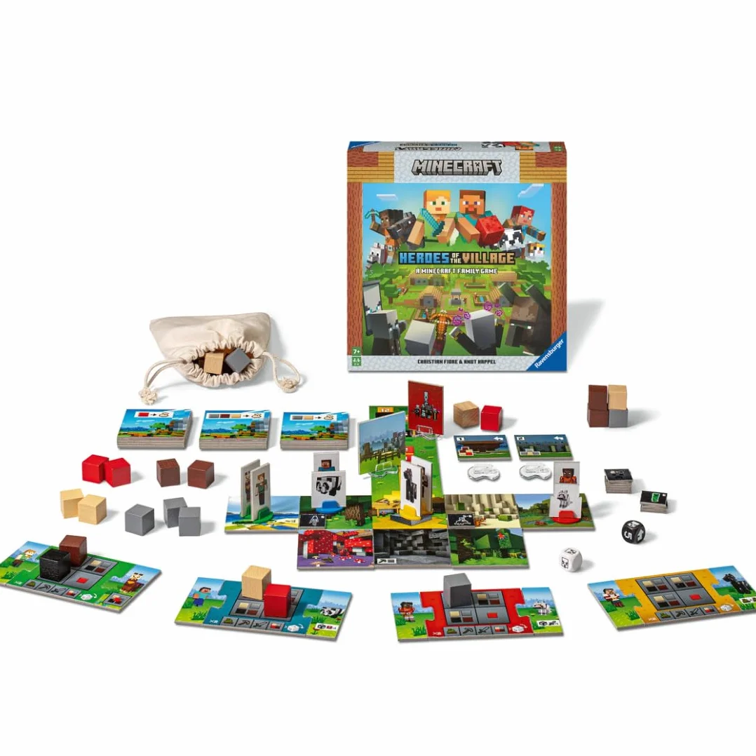 Ravensburger Minecraft Heroes of the Village gra planszowa dla dzieci w wieku od 6 lat, dla 2 do 4 graczy, prezenty świąteczne