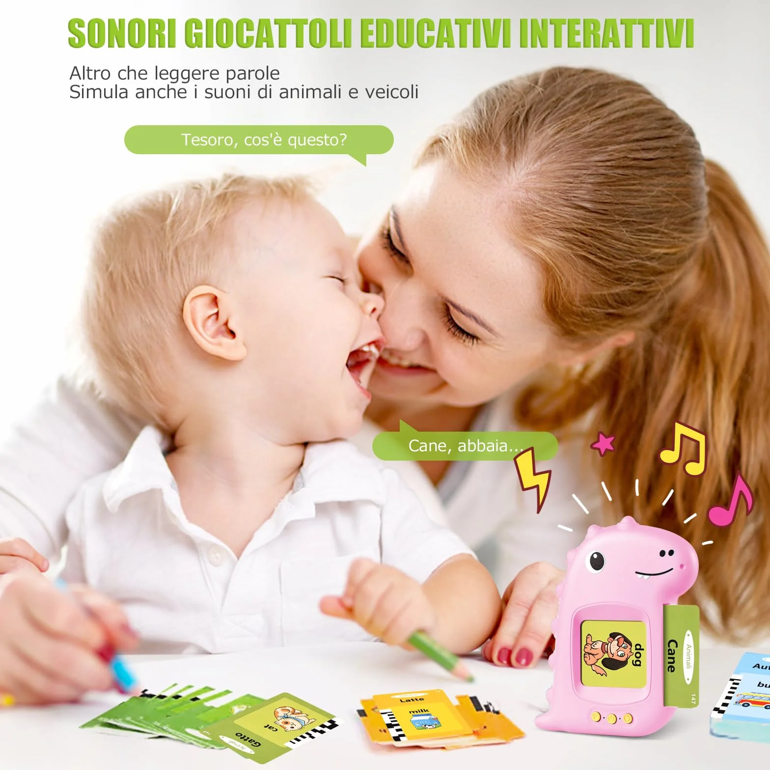 Mówiące karty edukacyjne Zabawka dla dzieci Od 2, 3, 4, 5, 6 lat Gry edukacyjne dla autyzmu Zabawka edukacyjna Włoski dla dzieci Przedszkolne dzieci Prezent dla chłopca dziewczynki 2-4 lata 112 kart