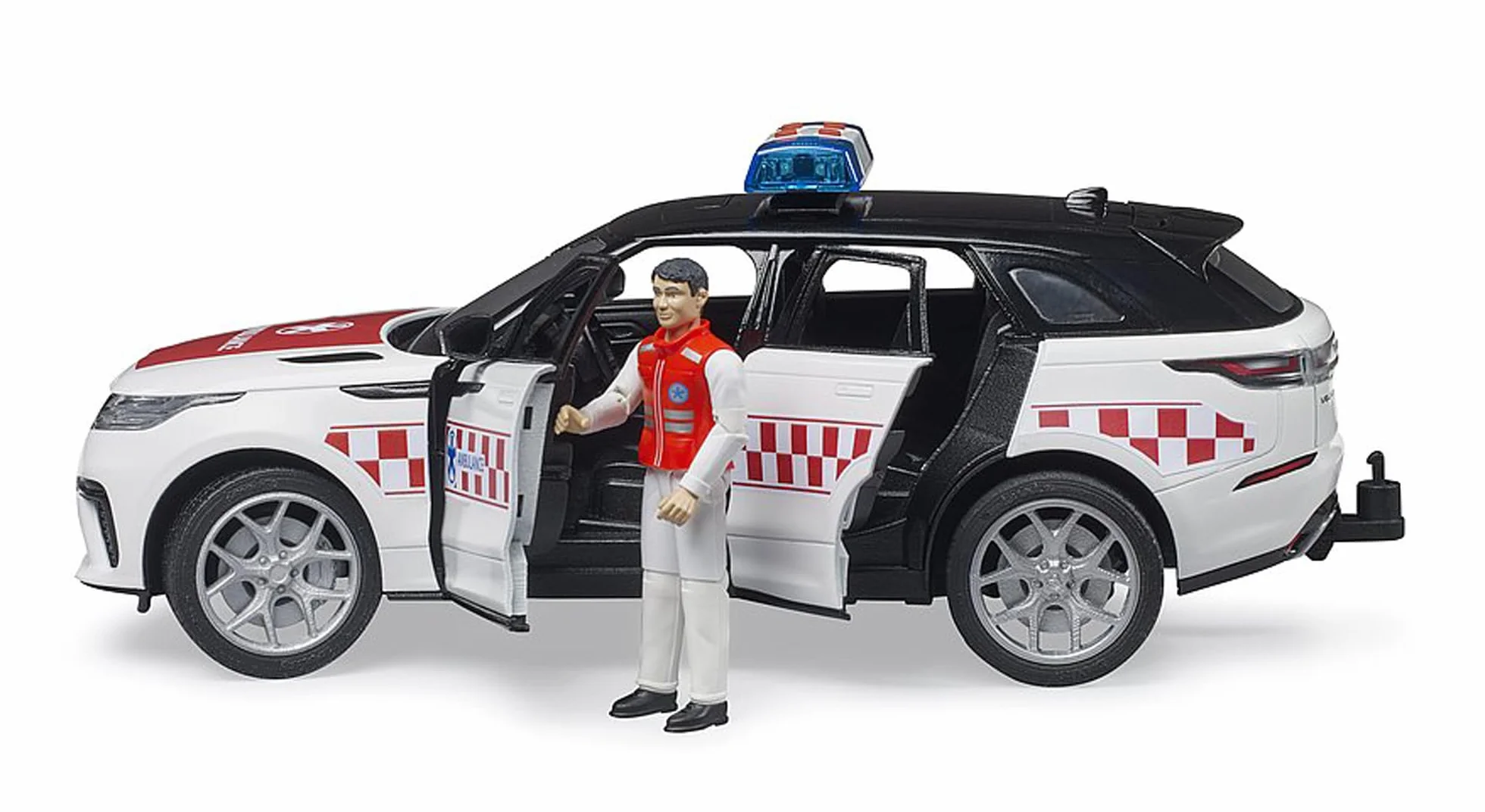 bruder 02885 - Range Rover Velar ambulans ratunkowy z kierowcą i modułem świetlno-dźwiękowym, pojazdy, pojazd ratunkowy, ambulans, ratownik medyczny, pojazdy ratunkowe