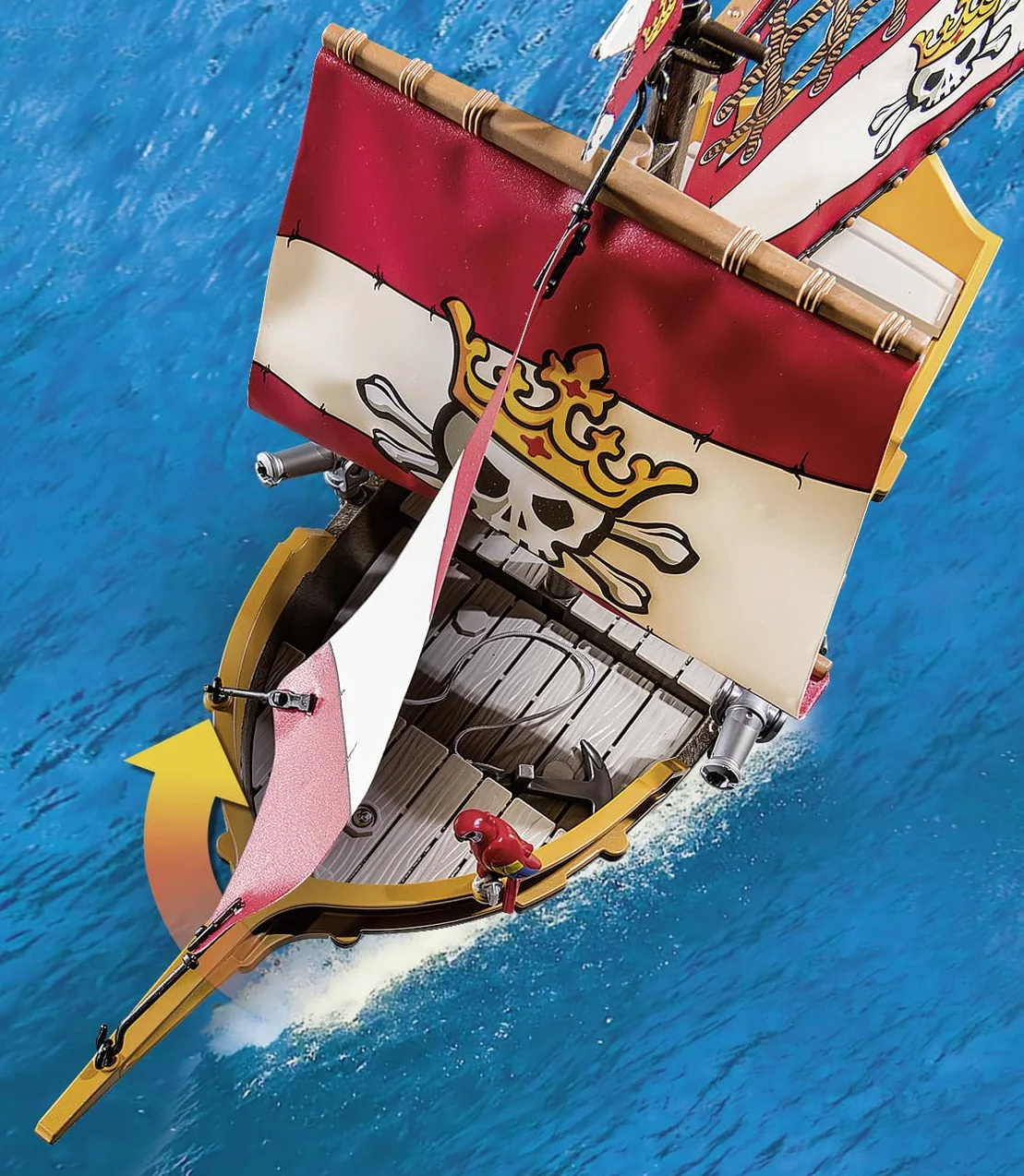 PLAYMOBIL Pirates 71418 Statek piracki, ciekawe, pirackie przygody na pełnym morzu, z bogatym wyposażeniem: teleskop, kompas i armaty, od 4 roku życia