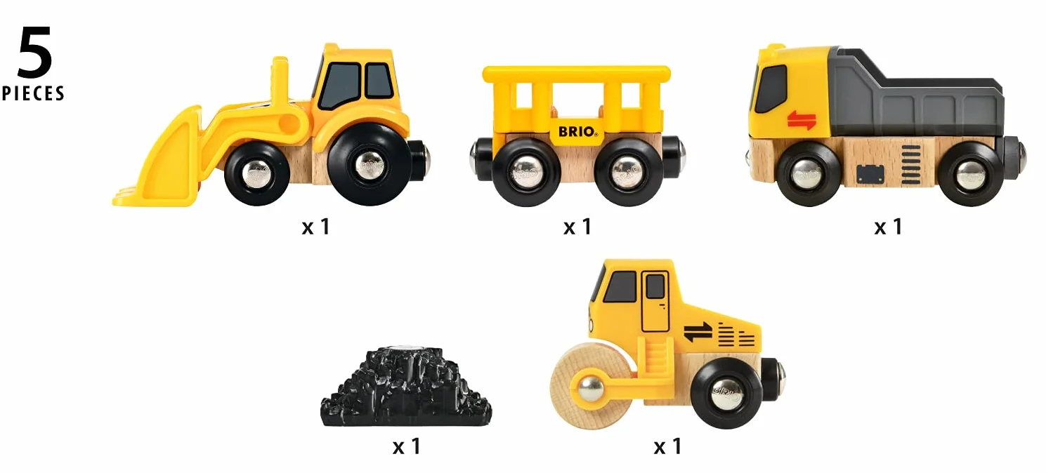 BRIO Świat 33658 Pojazdy budowlane - Drewniany dodatek kolejowy - zalecane od 3 lat