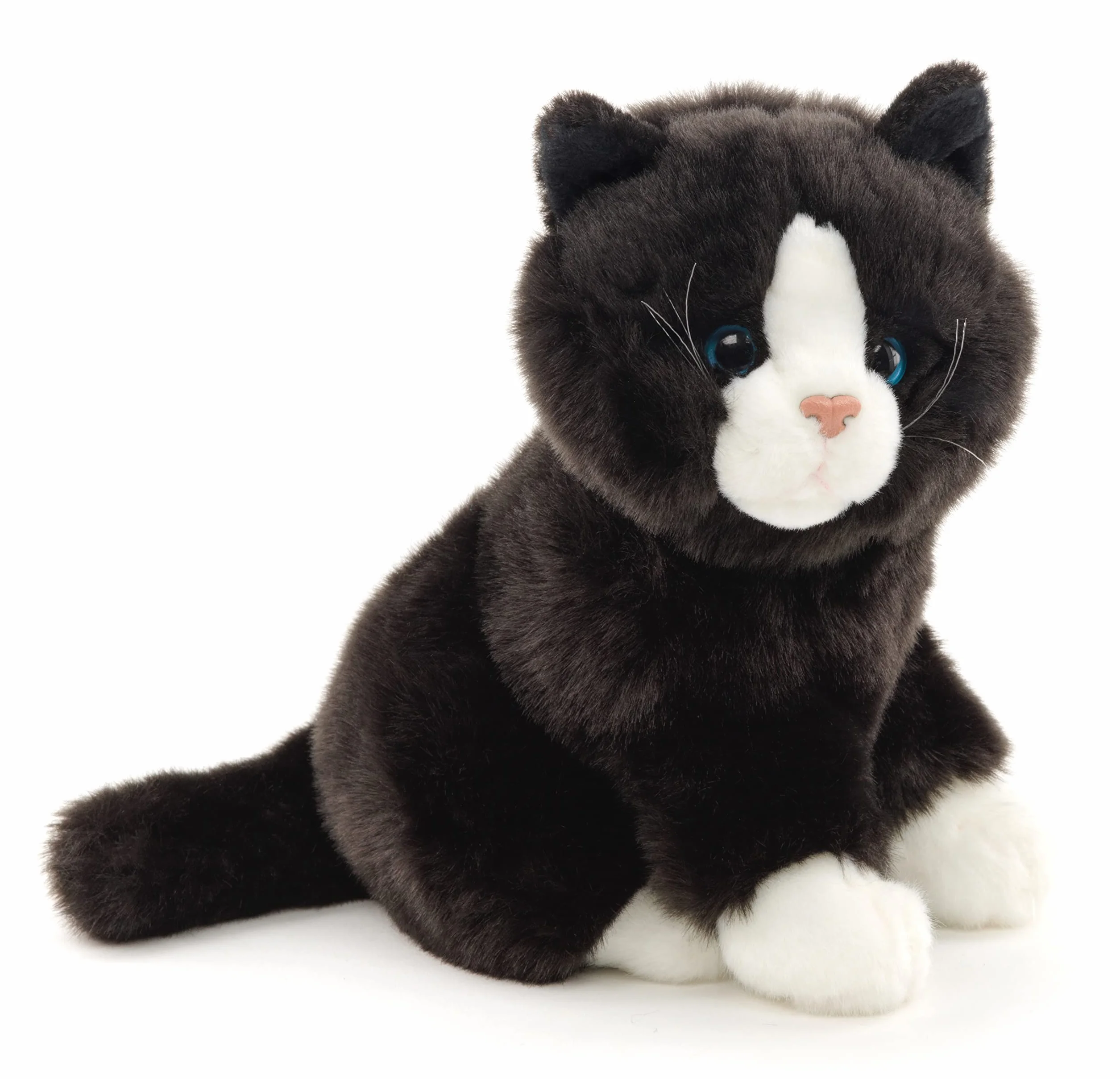 Uni-Toys - Kot czarno-biały, siedzący - 21 cm (wysokość) - pluszowy kotek - pluszowa zabawka, przytulanka