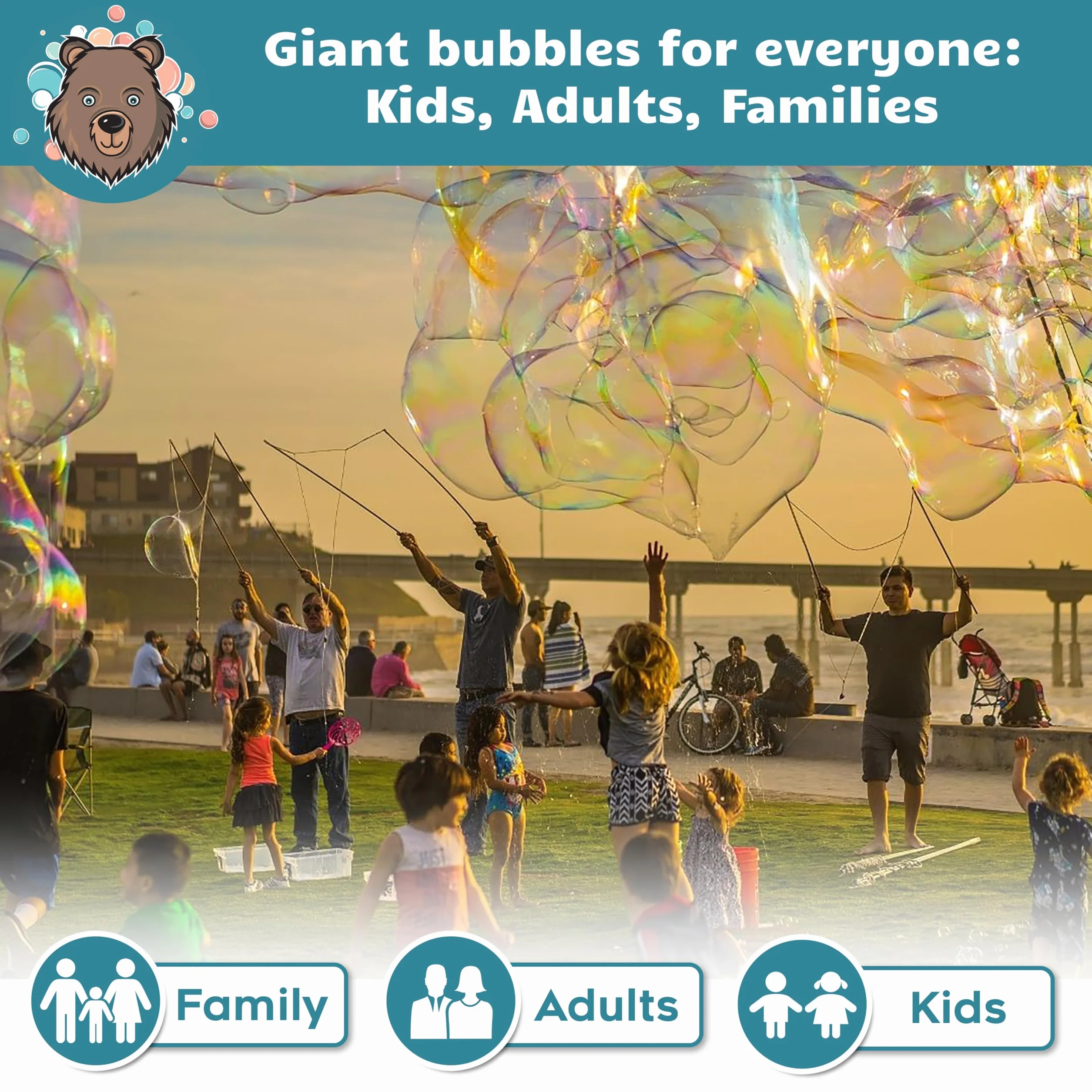 Bubble Brothers Płyn do baniek mydlanych 20 Litrów 4 x 5 Litrów Magiczny Proszek Bańki Mydlane Duże Bańki na urodziny wesele