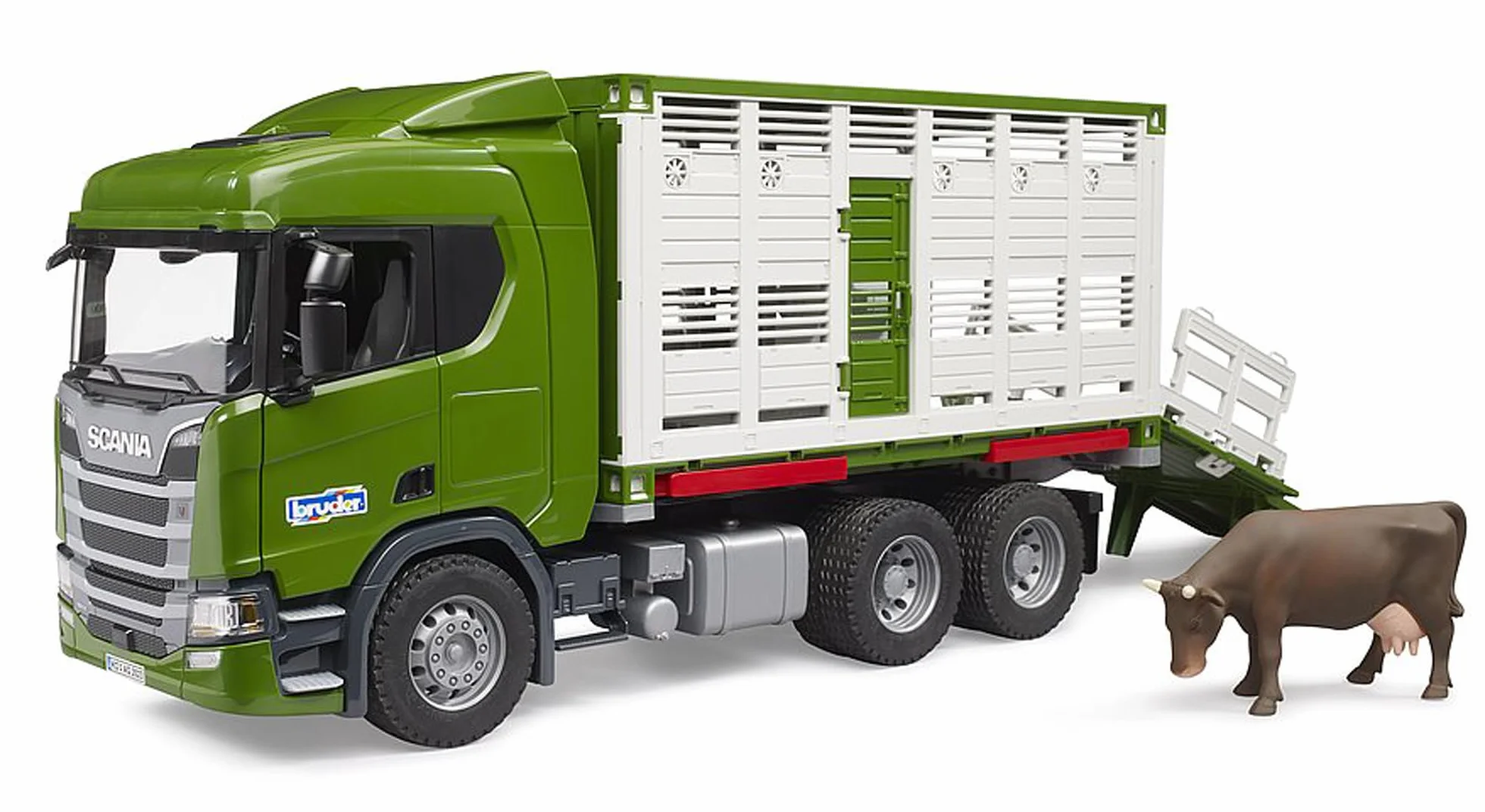 bruder 03548 - Ciężarówka Scania Super 560R z 1 sztuką bydła - 1:16 Pojazdy, Ciężarówka, Przyczepa do przewozu bydła, Zabawki od 4 lat