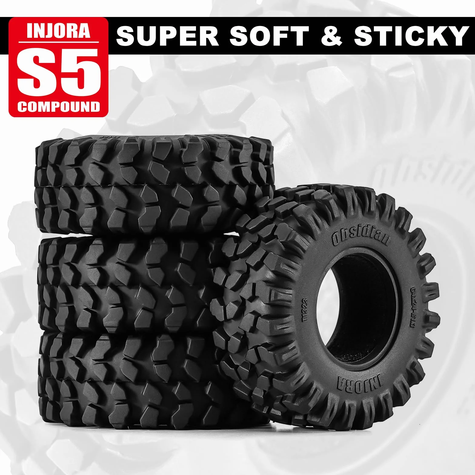 INJORA 3.3 cm Rock Crawling Tires - Obsidian S5 Opony do 1/18 1/24 RC Crawler Car Upgrade(T1323)
