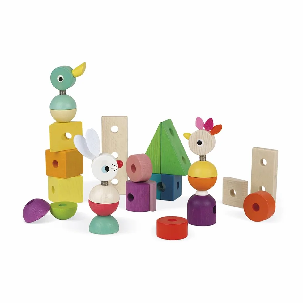 Janod - Zigolos Giant Multicoloured Wooden Train - 2-In-1 Early Learning Pull-Along Toy - Motor Skills Training - Water-Based Paint - Fsc Certified - from 1 Year Old, J08202