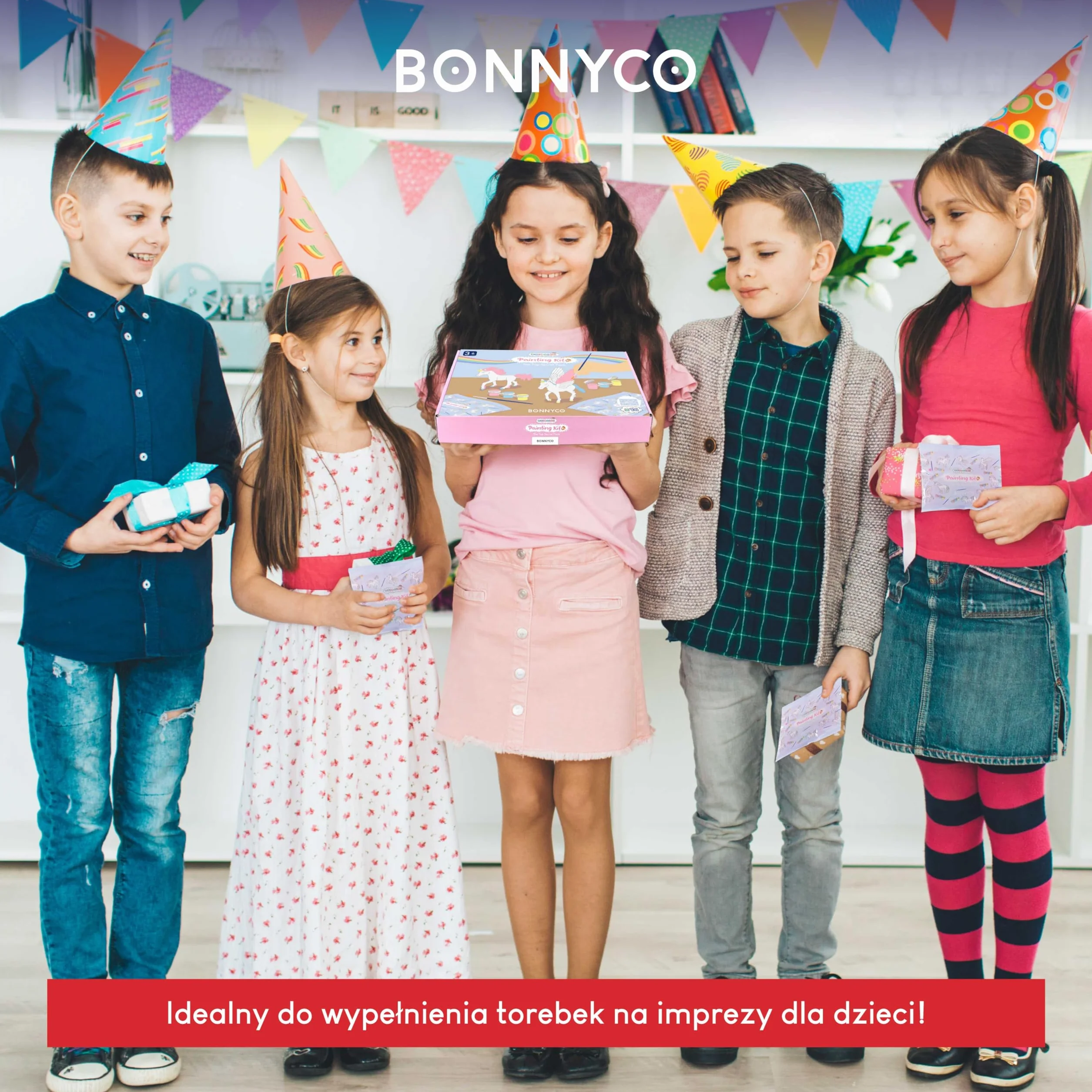 BONNYCO Prezenty Jednorożca dla Dziewczynek, Wypełniacze do Torebek, Zestaw do Malowania Jednorożców 16. Torby Imprezowe, Wypełniacze Skarpet. Upominki dla Dzieci, Nagrody Szkolne, Pinata