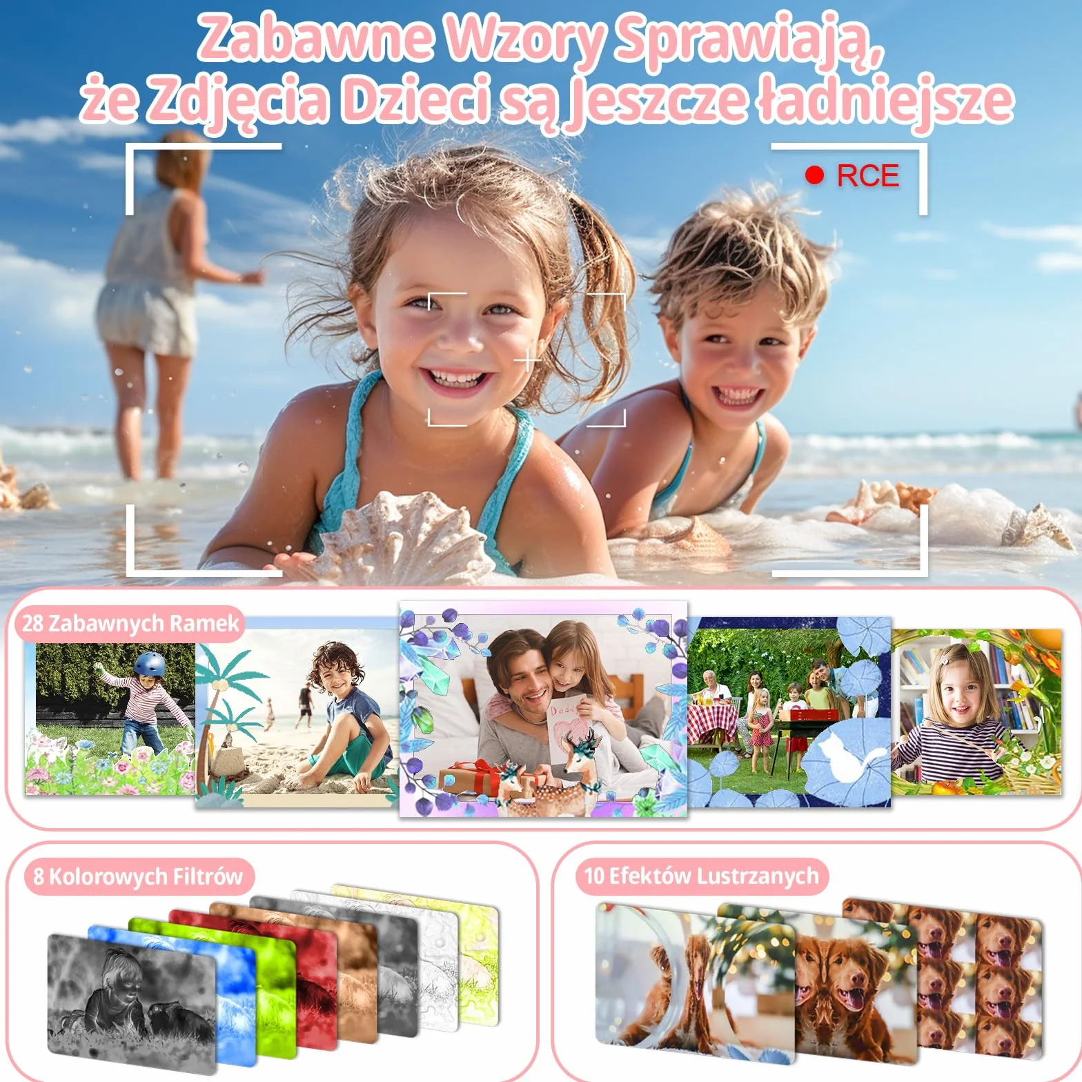 48-megapikselowy Aparat dla Dzieci, 2,0-calowy Ekran 1080P z Kartą SD, 32 GB Cyfrowy Aparat do Selfie dla Chłopców i Dziewczynek w wieku 2-12 lat, Zabawka na Prezent Urodzinowy (Różowy)