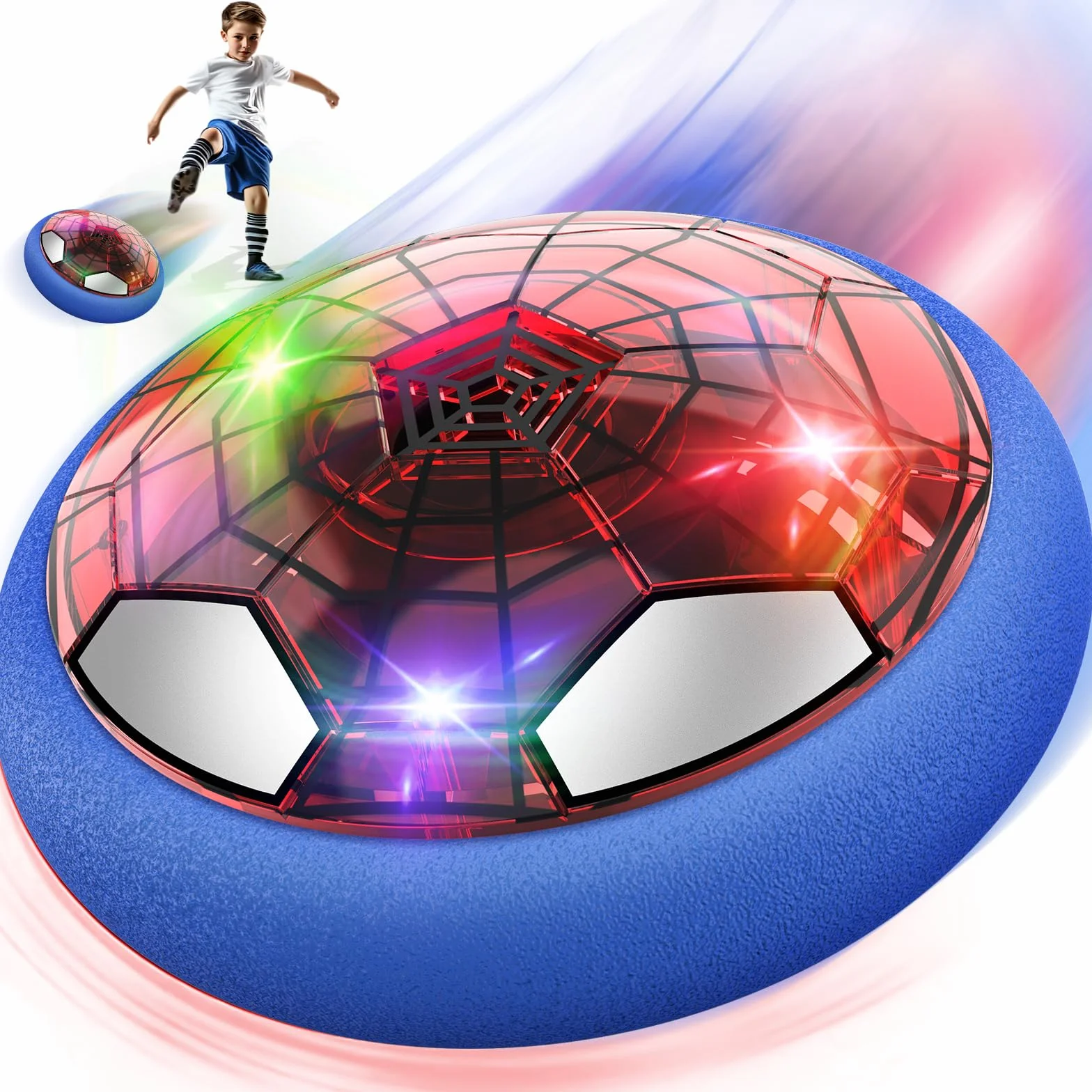 Spider Hover Ball Prezenty dla chłopców Halowa piłka nożna z oświetleniem LED Pływająca poduszka powietrzna Piłki do gry w hokeja na lodzie Zabawki dla dzieci od 3 4 5 6 7 8 9 lat Chłopiec Dziewczynka