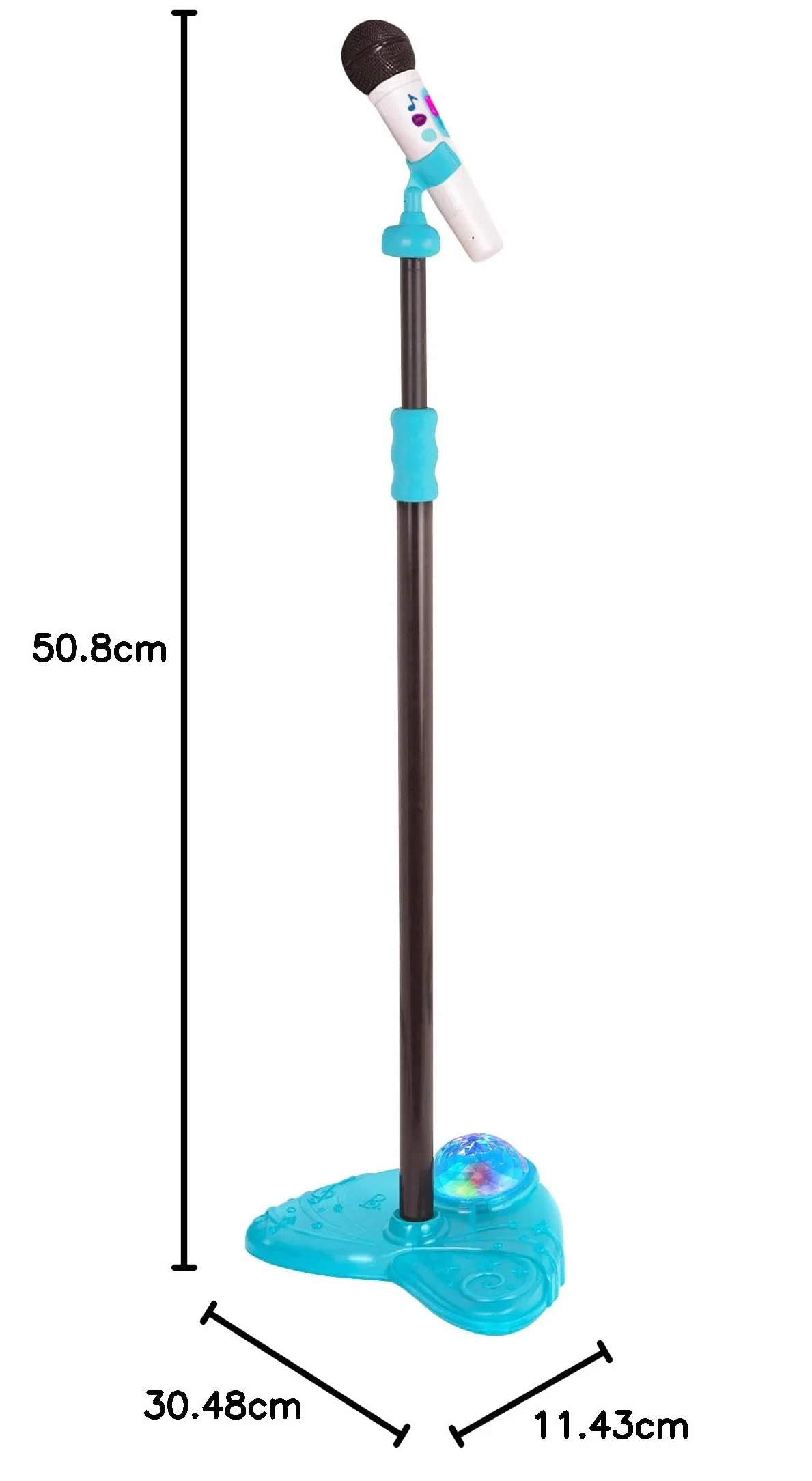 B. toys Mikrofon zabawkowy Mic it Shine z podstawką podświetlaną – wysuwany mikrofon z funkcją Bluetooth i podstawą oświetleniową dla dzieci od 3 lat (biały)
