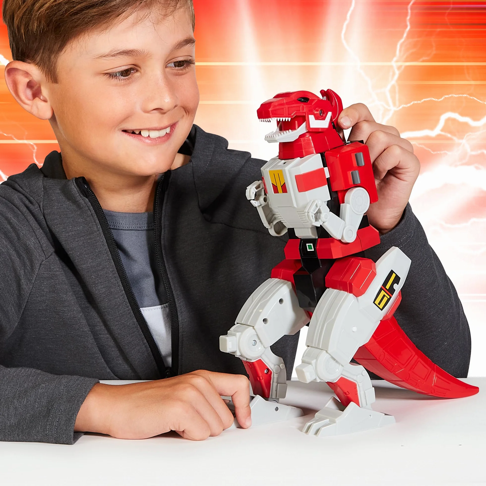 Power Rangers - Kolekcja Megazord, kombinowane Zords przegubowe, figurka, 20 cm, model Tyrannosaurus Rex Dinozord, dla dzieci od 4 lat, PWG001