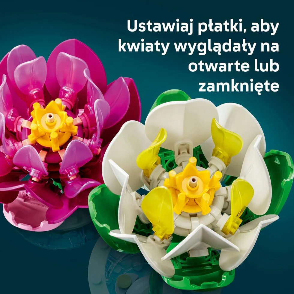 LEGO Botanicals Lilie wodne, zestaw konstrukcyjny dla dzieci, kwiatowa dekoracja, dwie lilie wodne z wazonami, pomysł na prezent na urodziny dla dziewczynki i chłopca od 9 lat 11511