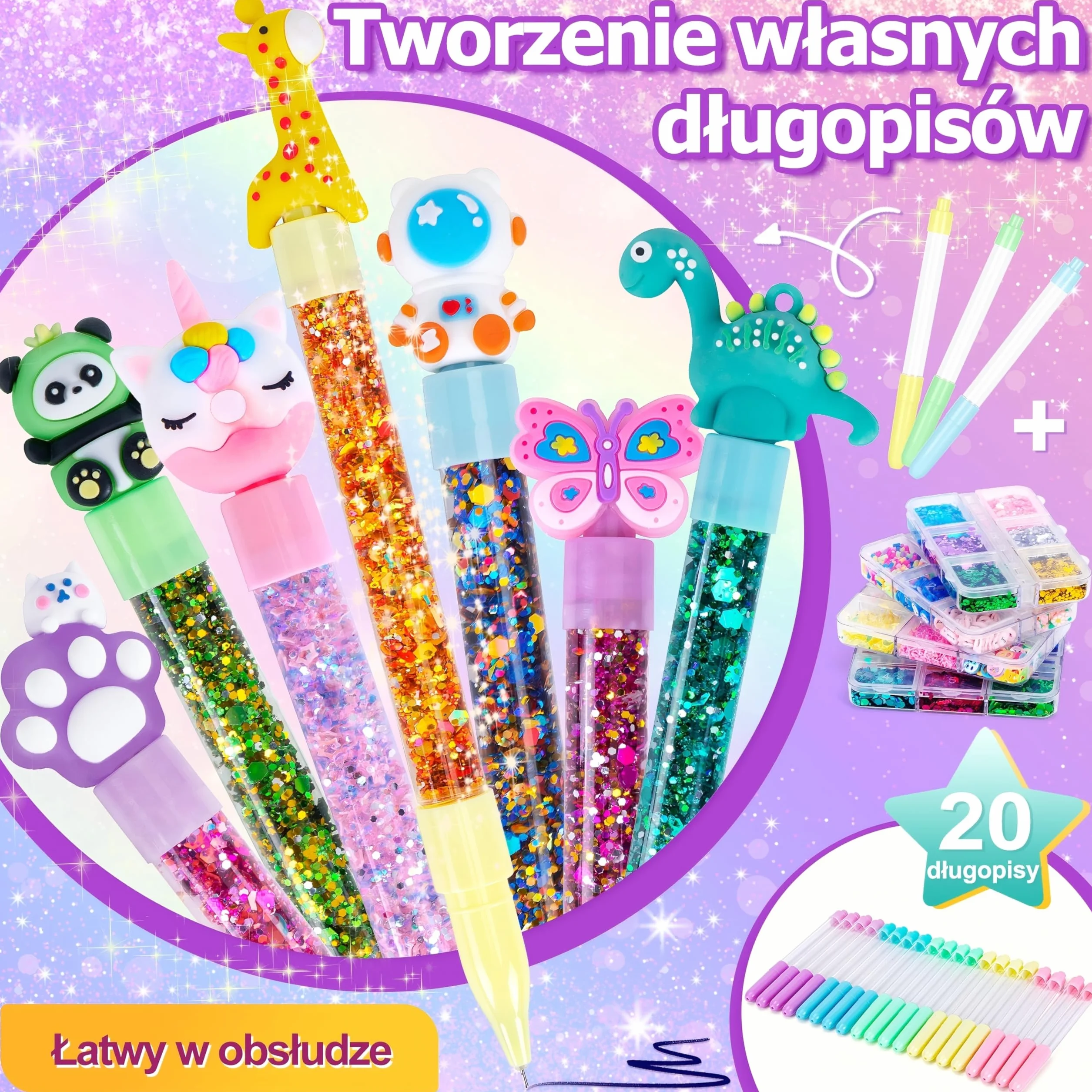 Kazzley Stwórz swój własny zestaw długopisów, zestaw 20 długopisów z 68+ akcesoriami, zestaw rzemieślniczy dla dzieci od 6 lat, spersonalizowane tworzenie długopisów, zabawki rzemieślnicze na urodziny