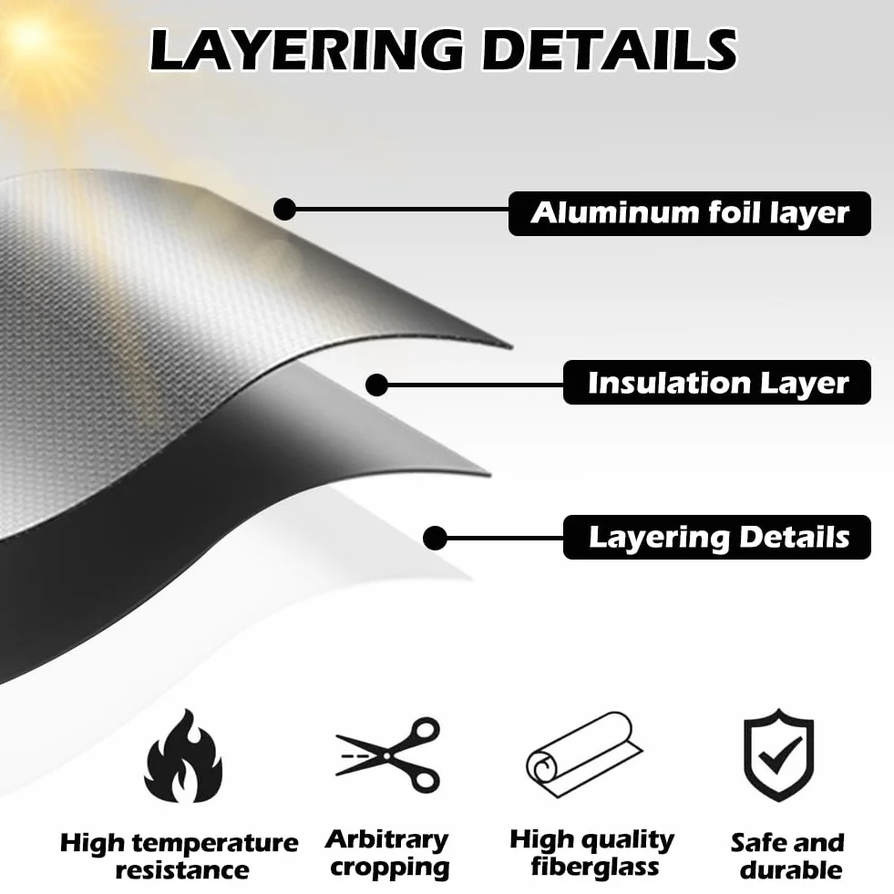 Aluminiowa mata chroniąca przed wysoką temperaturą, samoprzylepna mata samoprzylepna na spodniej stronie z aluminium, włókno szklane, folia izolacyjna, ogrzewanie, arkusz do węża i automatycznego