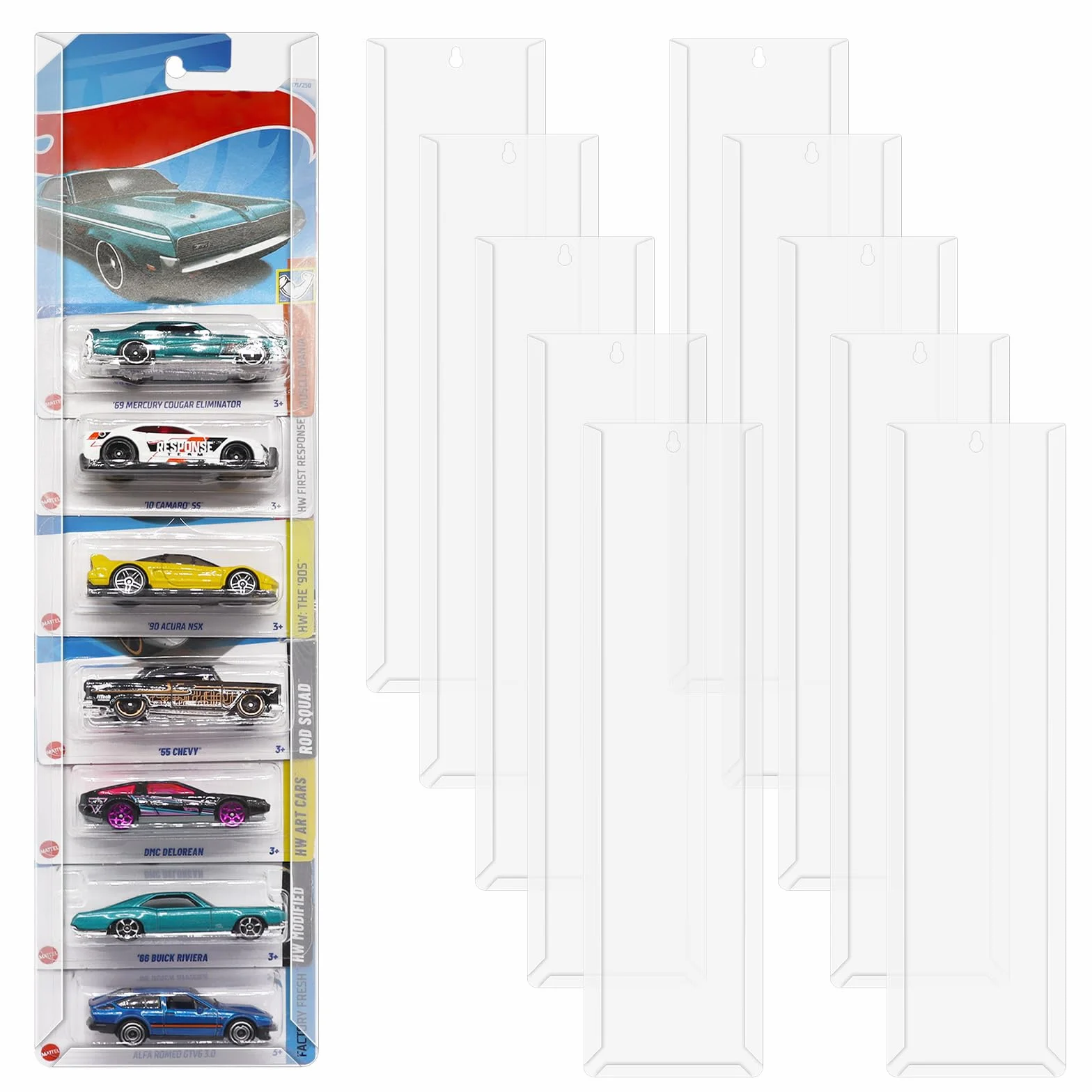 10 sztuk Witryna na modele samochodów do montażu na ścianie Kompatybilna z pudełkami Match-Box Hot-Wheels, Pokaz modeli samochodów, Witryna do przechowywania modeli samochodów, Półka ekspozycyjna