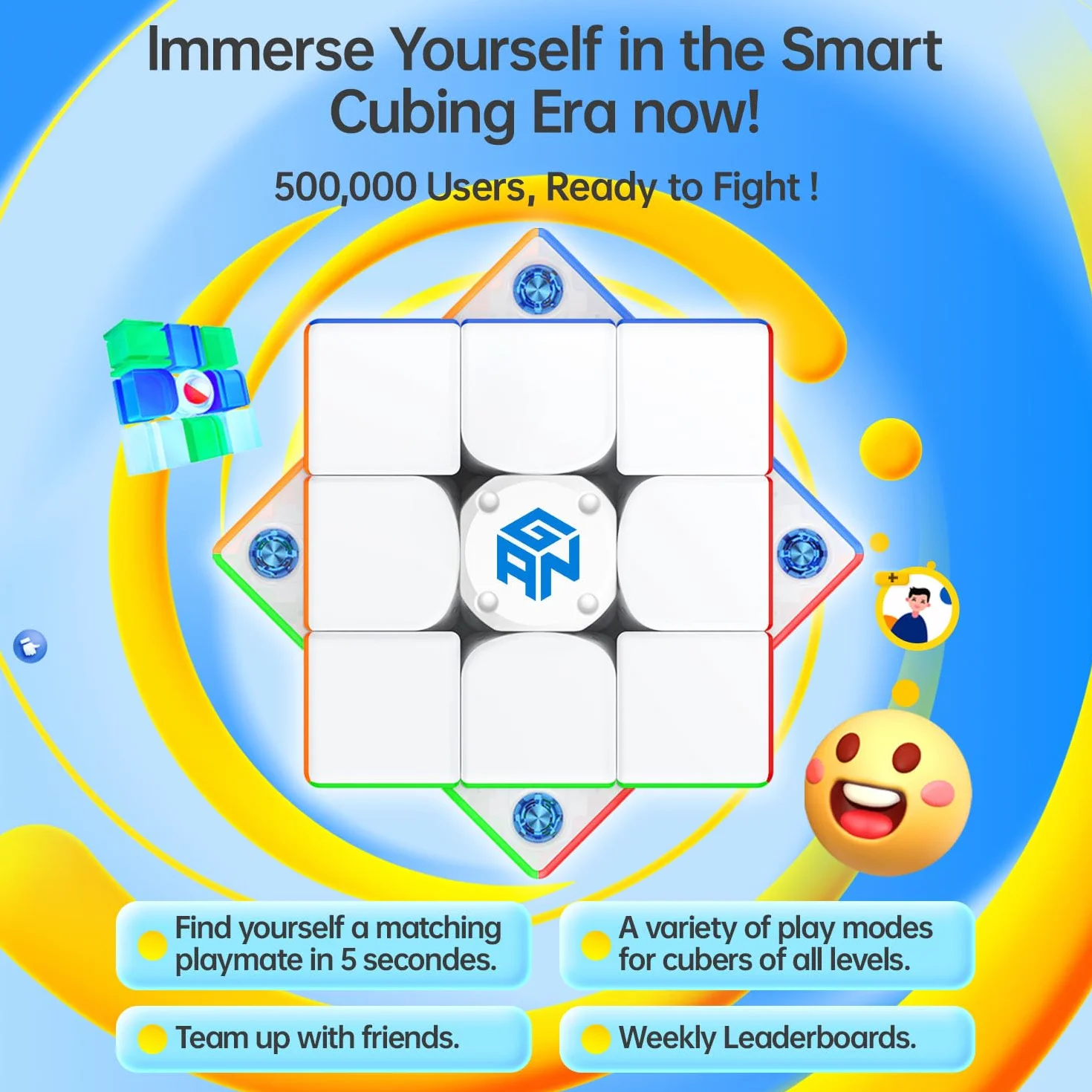 GAN 356iCarry2 Smart Magic kostka Magnetyczna 3x3, Inteligentna Puzzle Prędkości z 700-godzinnym Czasem Pracy Baterii i Śledzeniem w Czasie Rzeczywistym