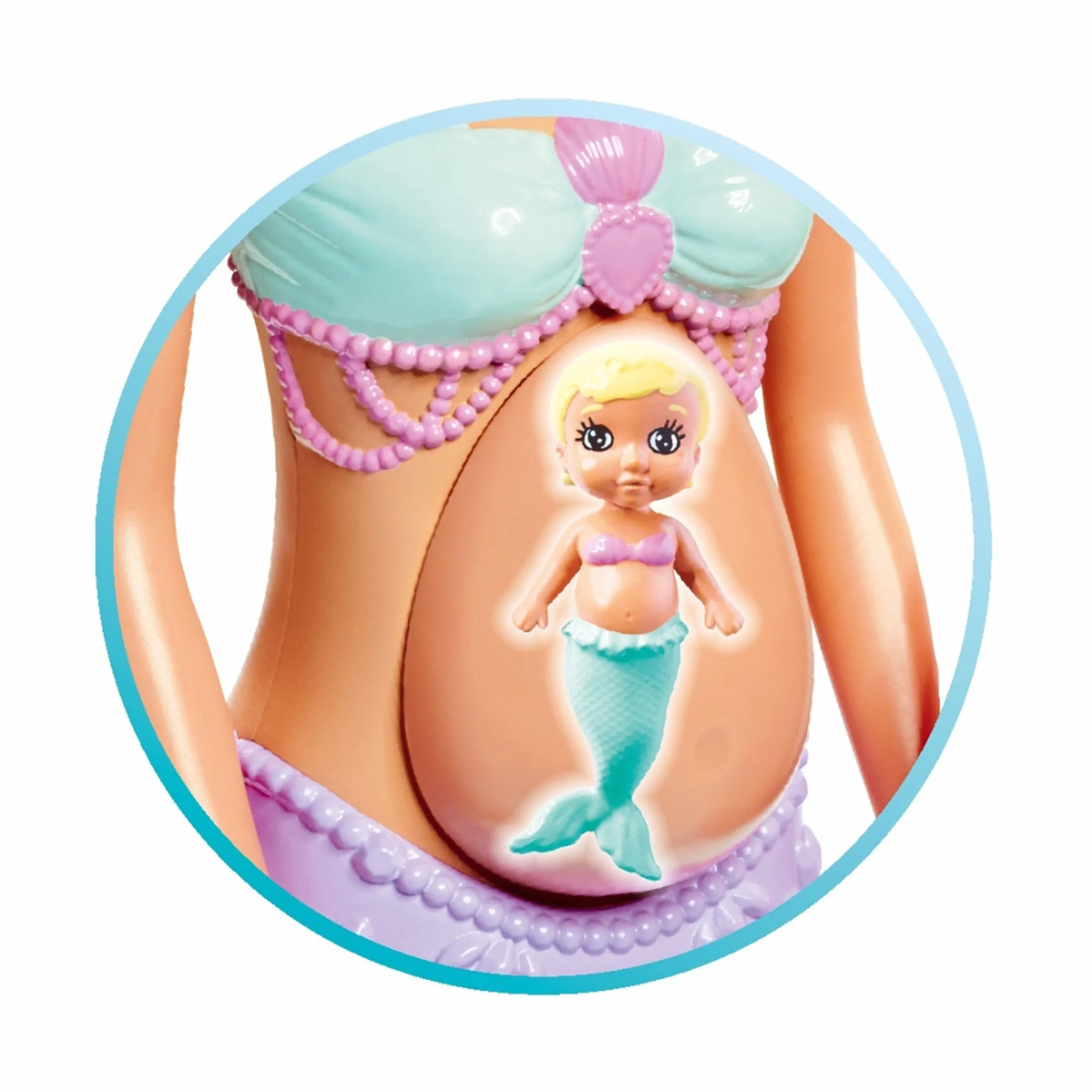 Simba 105733524 - Steffi Love Mermaid Family, lalka jako ciężarna syrenka z Kevinem jako syrenka, z łóżeczkiem dziecięcym, 29 cm, lalki do zabawy, dla dzieci od 3 lat